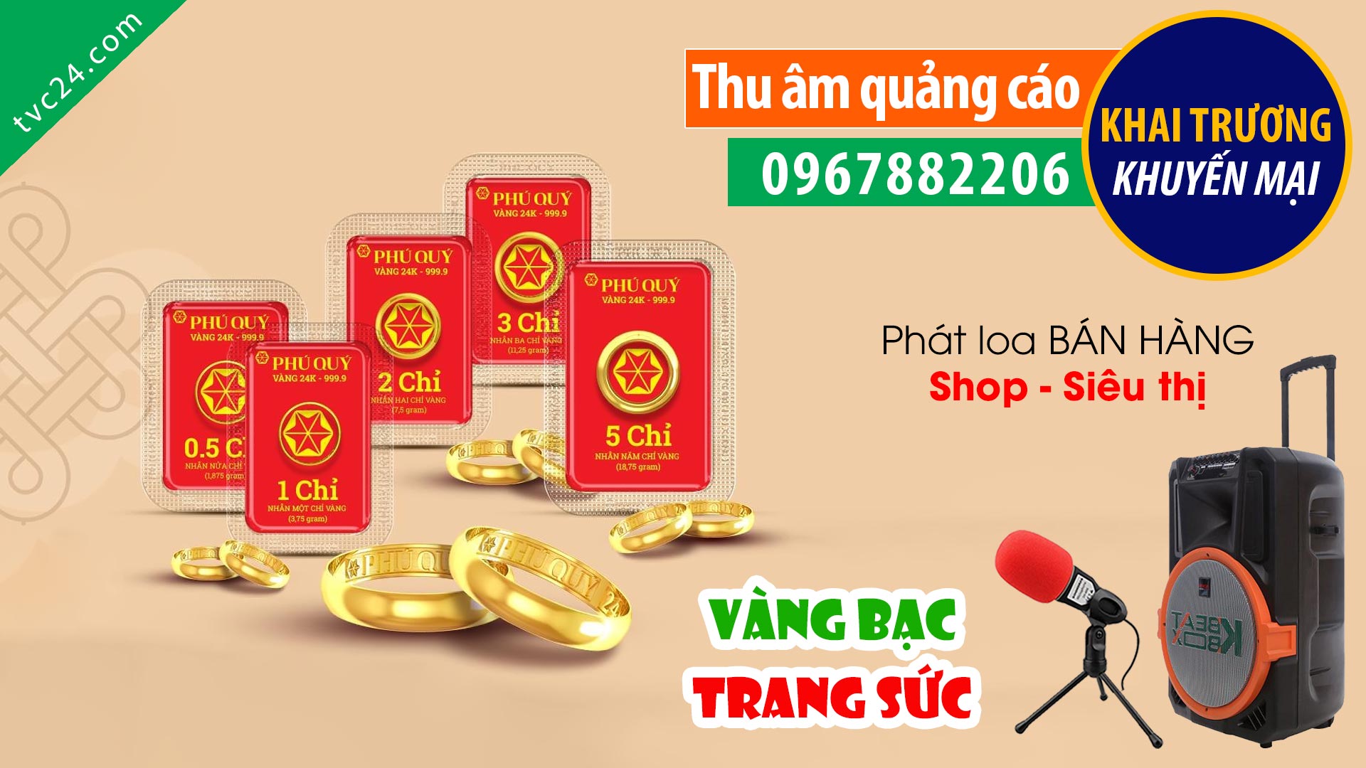 Thu âm quảng cáo khai trương Vàng bạc đá quý Ngọc Anh
