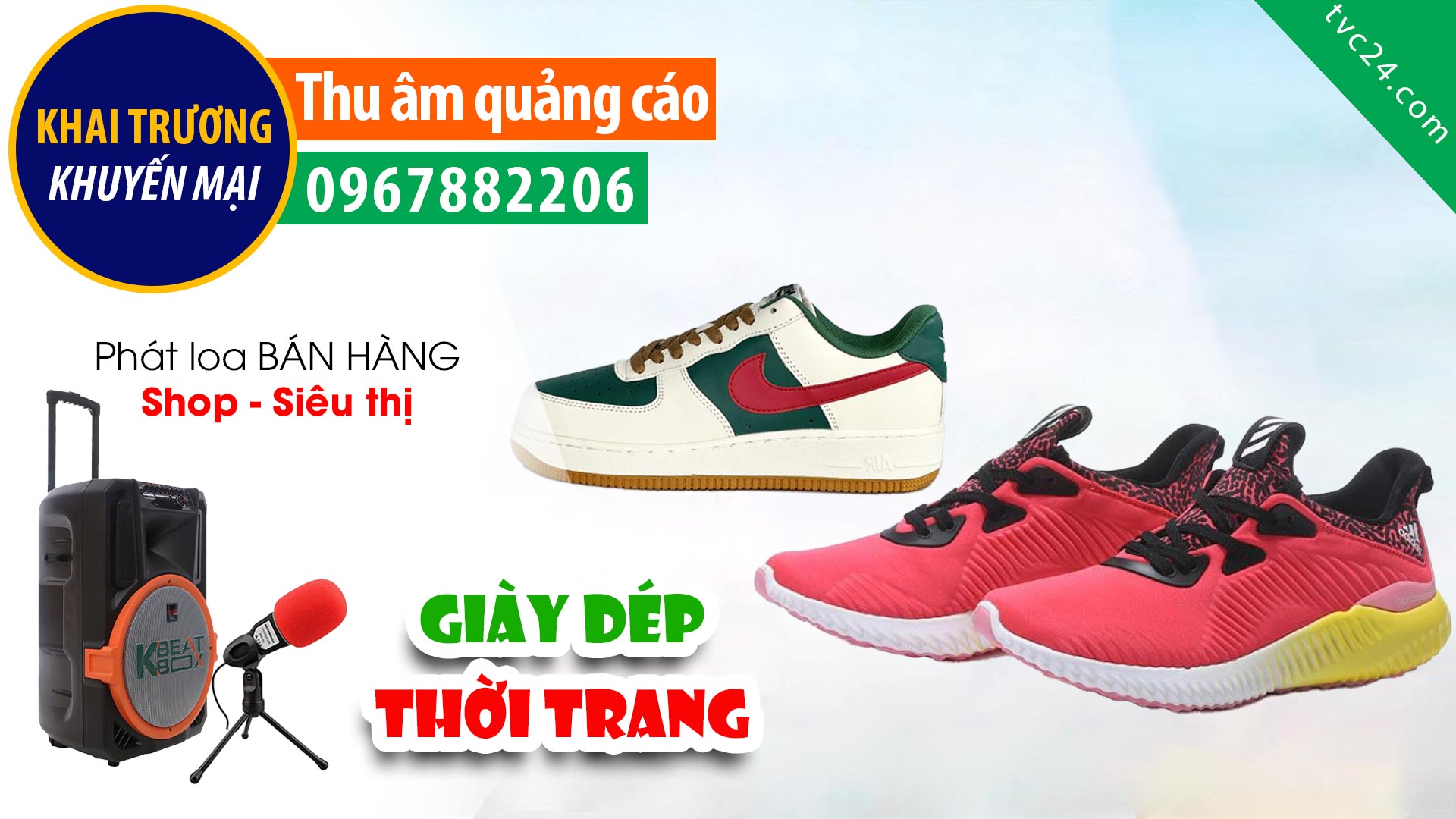 Thu âm ALPHA giày dép thời trang Andidas Nike Bitis