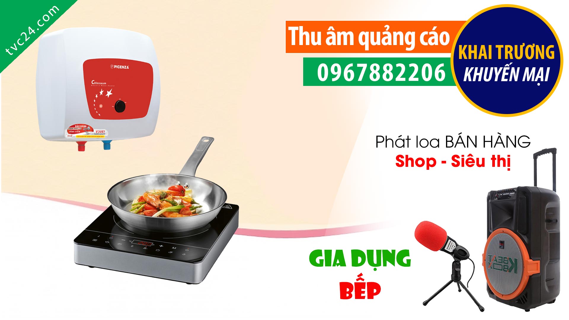 Thu âm quảng cáo cửa hàng gia dụng Gia Thành MC đọc khuyến mại