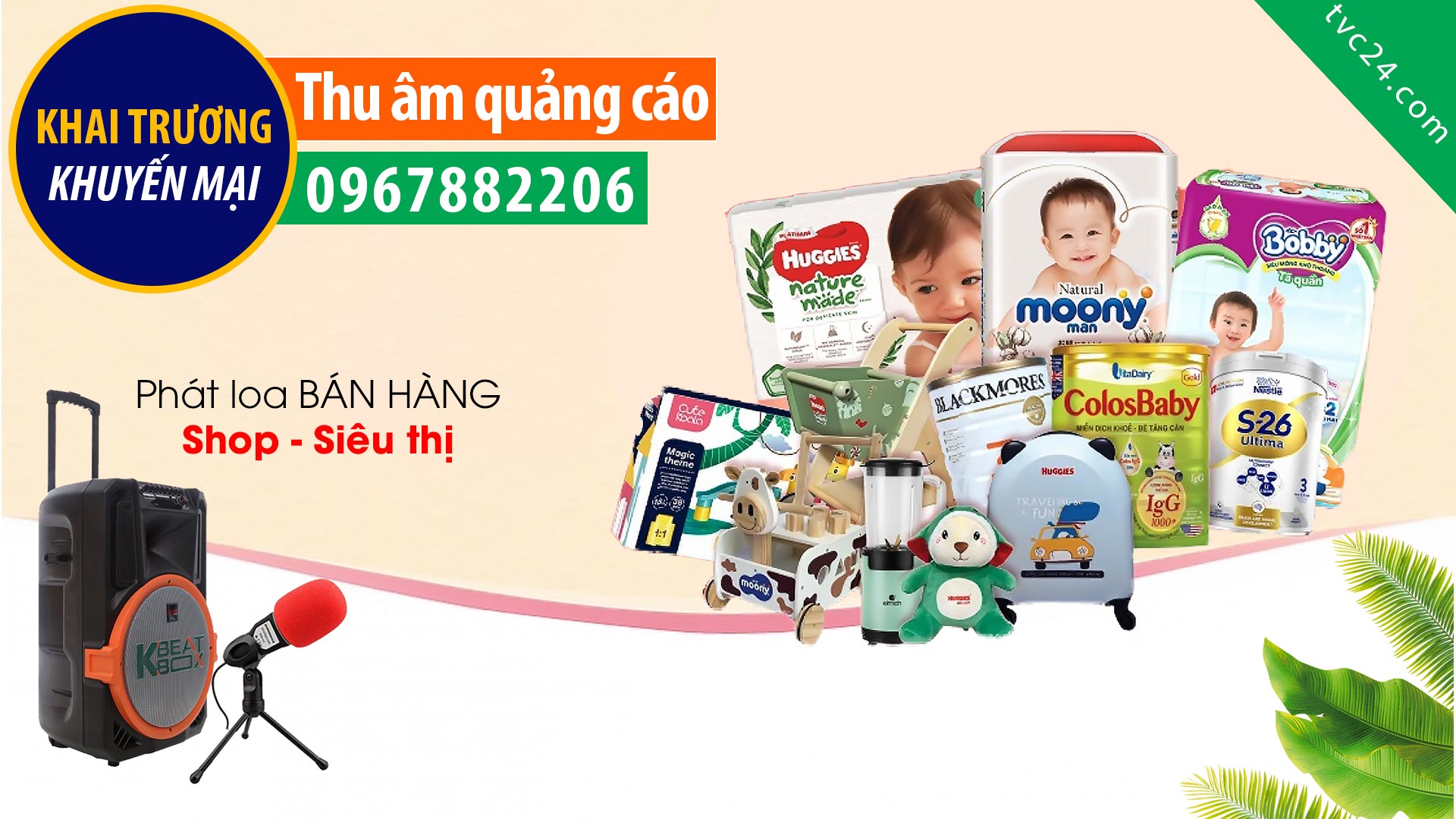 Thu âm khai trương khuyến mại Thế giới sữa Cà Mau MC đọc khai trương