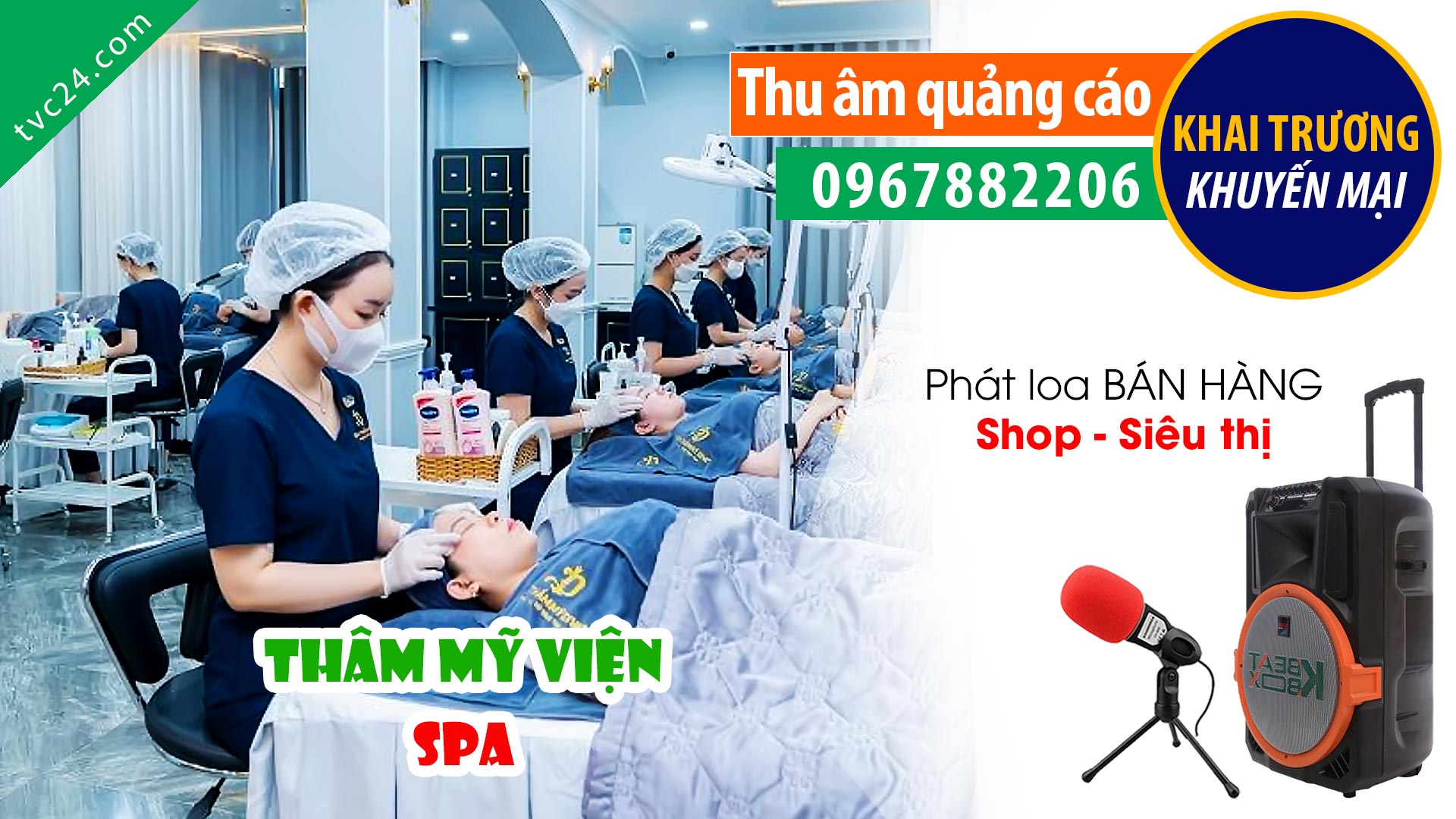 Thu âm quang cao khai trương thẩm mỹ viện An Bình MC đọc khuyến mại