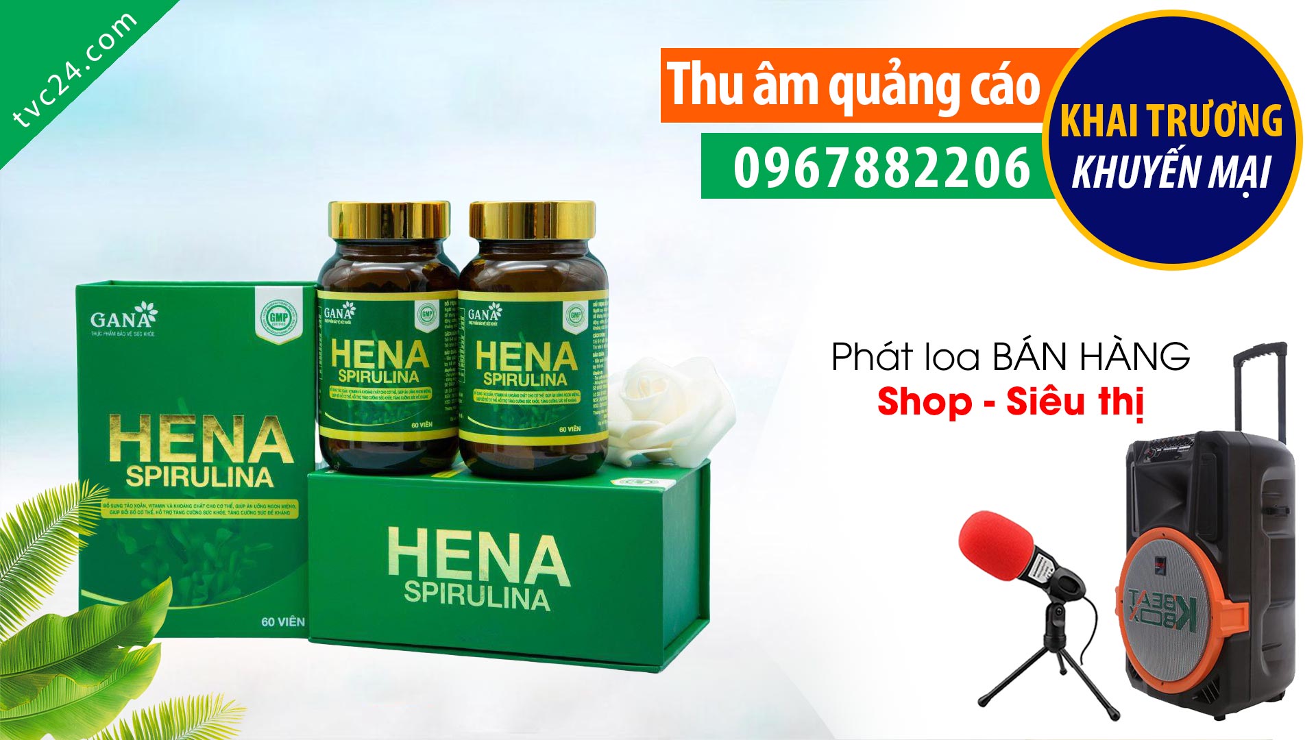 Thu âm Quảng cáo sản phẩm Tảo xoắn Hena Spirulina Gana beauty