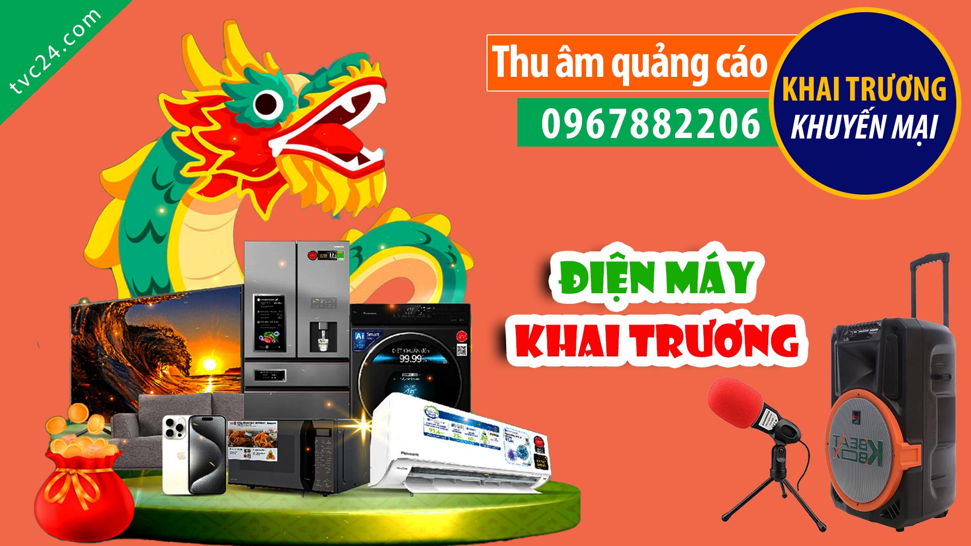 Thu âm khai trương quảng cáo khuyến mại điện máy Ngọc Cảnh
