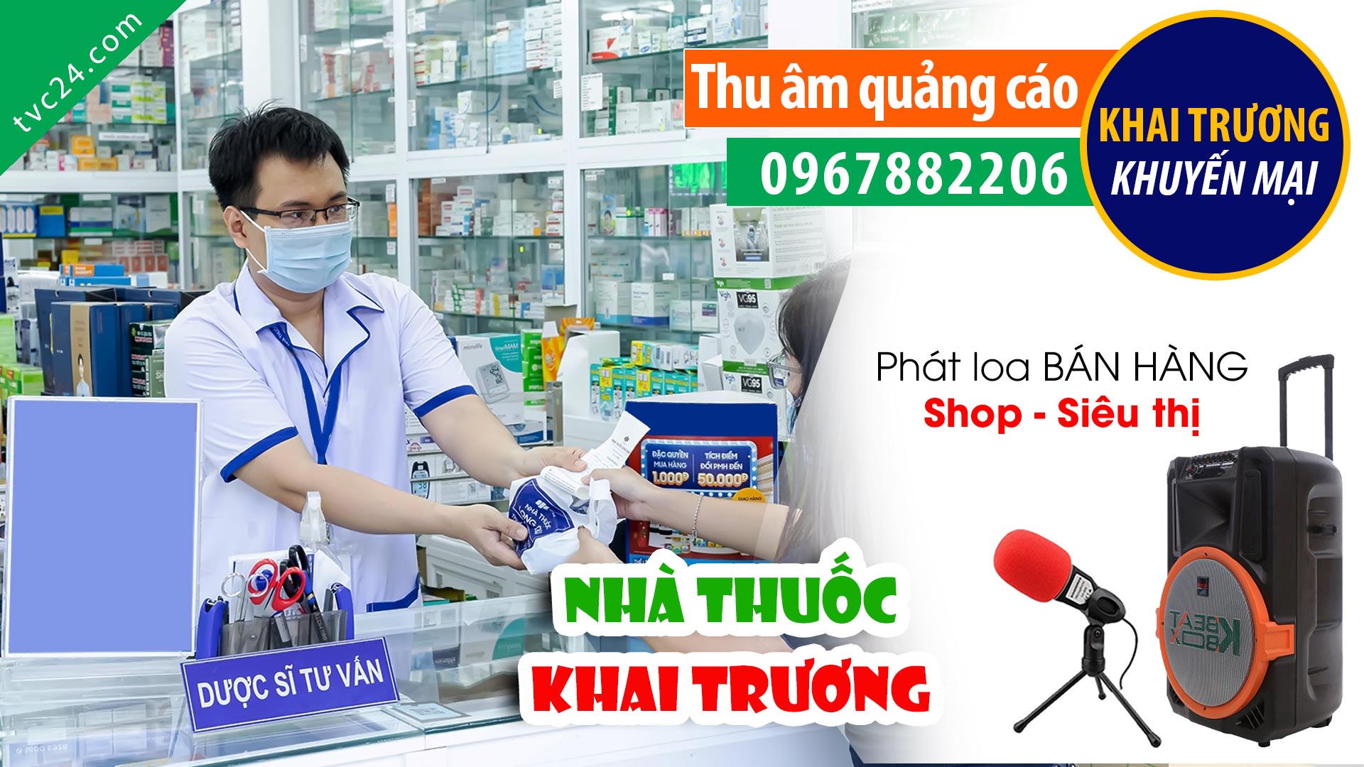 Thu âm quảng cáo khai trương nhà thuốc Phương Tâm MC đọc cực hay