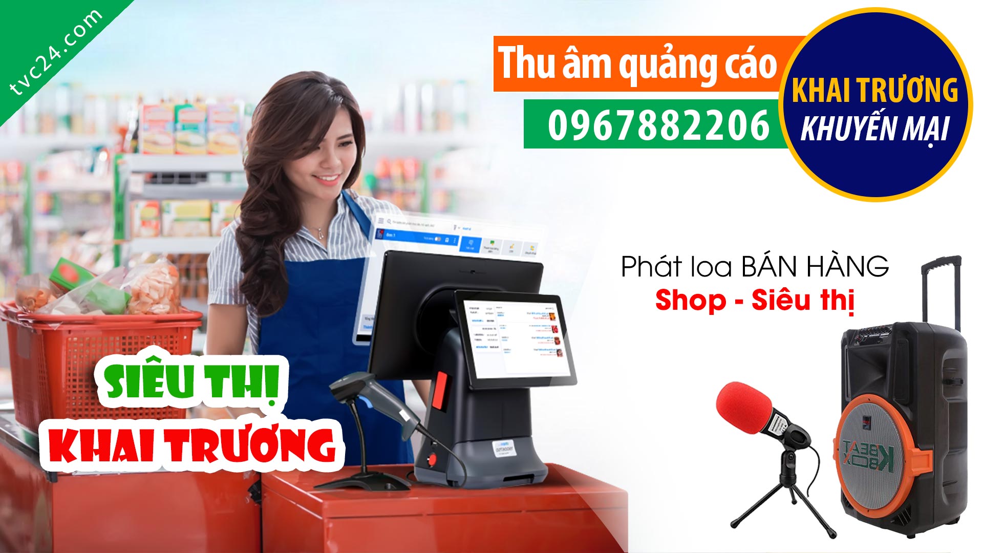 Thu âm khai trương siêu thị FT mart MC đọc quảng cáo khuyến mại