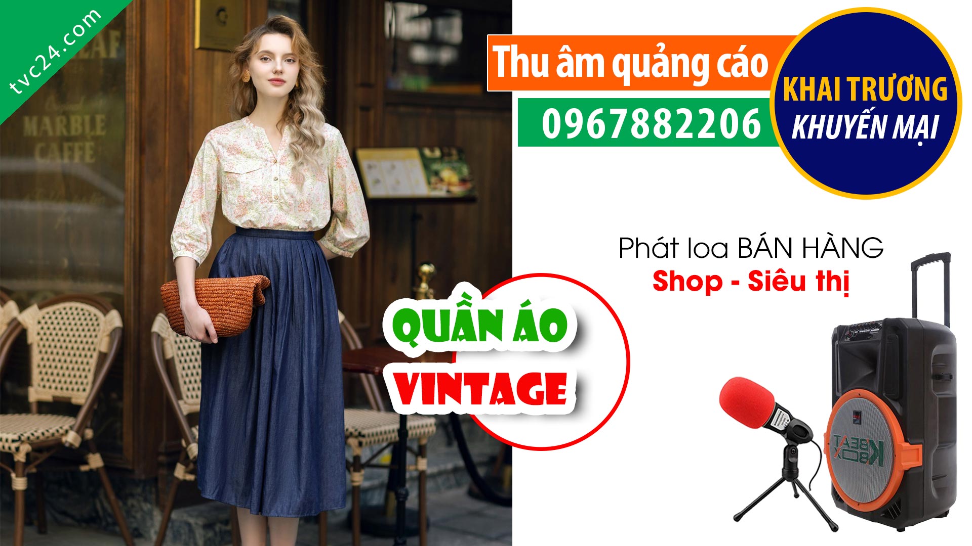 Thu âm quảng cáo KHAI TRƯƠNG | Shop thời trang quần áo MÝT Vintage | MC đọc giảm giá cực SỐC