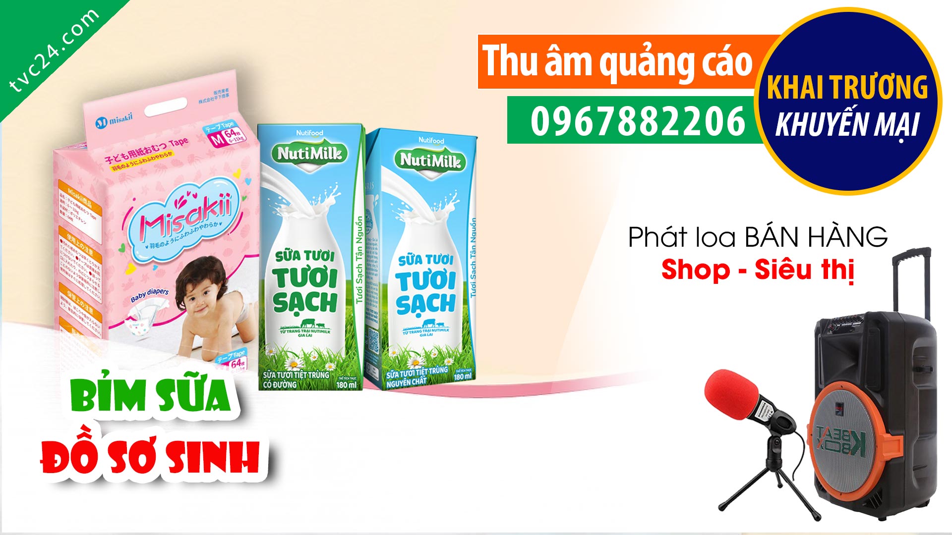 Thu âm Quảng cáo khai trương shop Sữa Bỉm đô sơ sinh đồ chơi trẻ em Phương Thanh