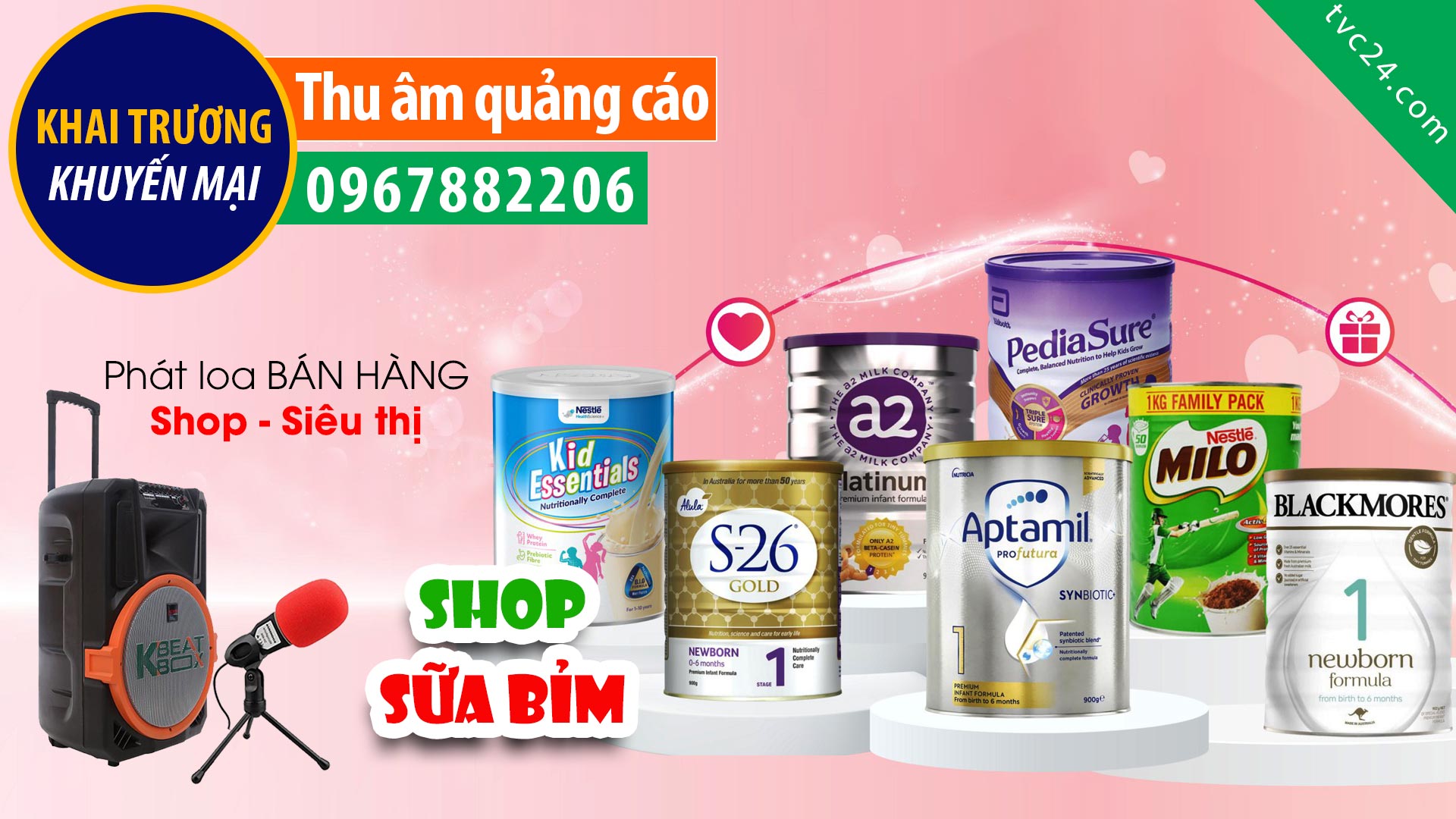 Thu âm Khai trương cửa hàng sữa bỉm Sóc Nâu TVC24 đọc Quảng cáo