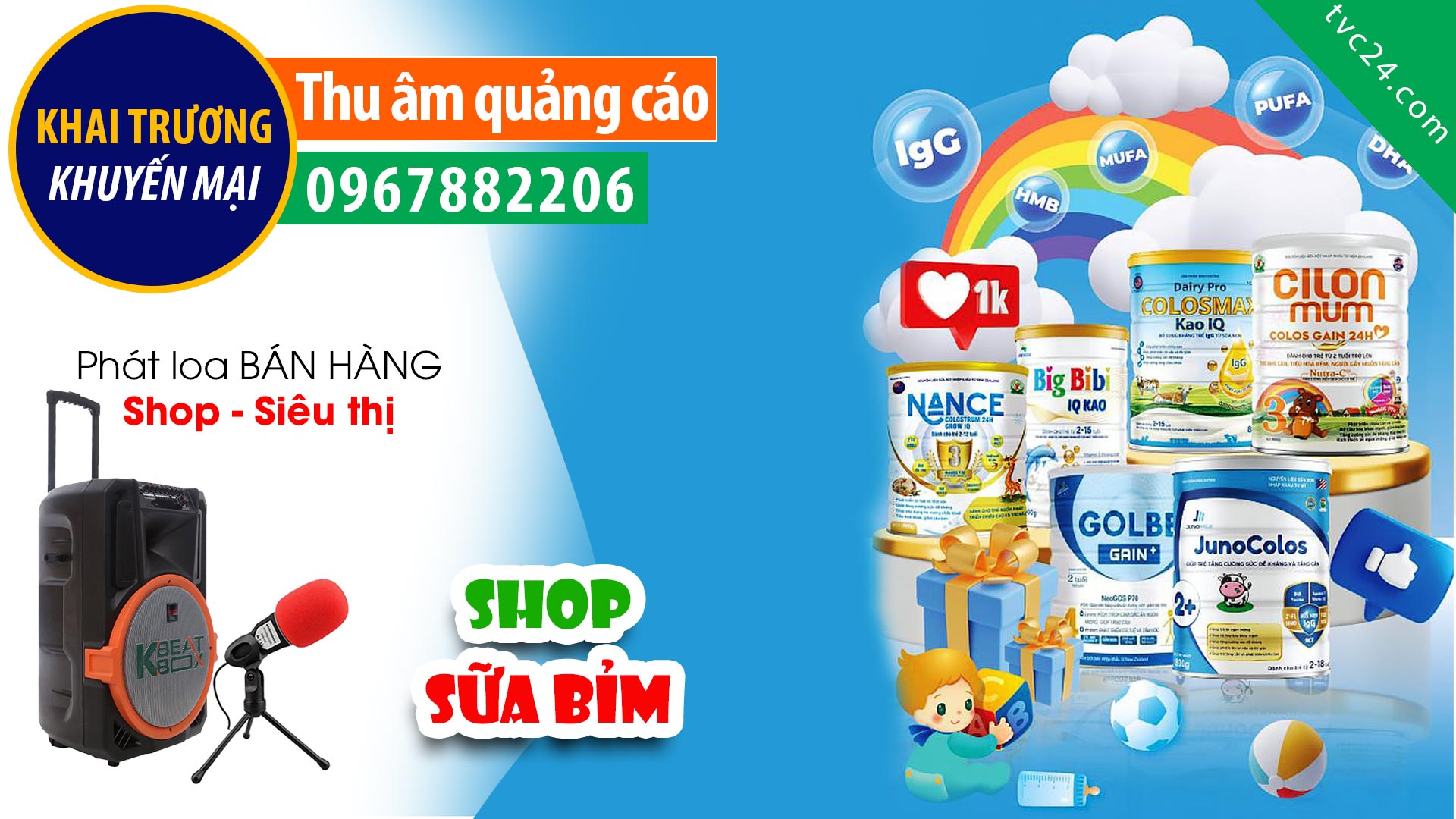 Thu âm quảng cáo KHAI TRƯƠNG | Siêu thị sữa bỉm DHA MAX | MC đọc KHUYẾN MẠI hấp dẫn