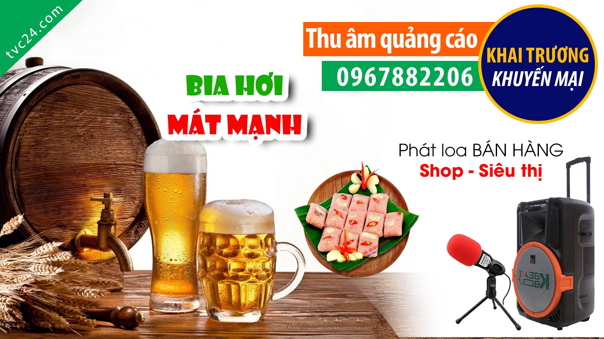 Thu âm Quảng cáo Khai trương Bia hơi Cảnh Xồm TVC24 đọc Khuyến Mại