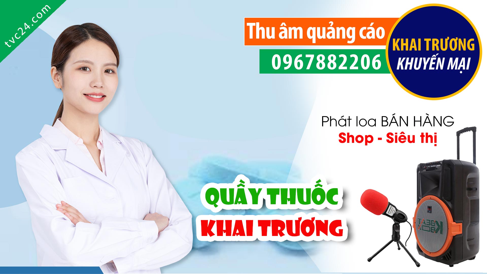 Thu âm Khai trương Quầy thuốc Hà Hinh TVC24 đọc khuyến mại