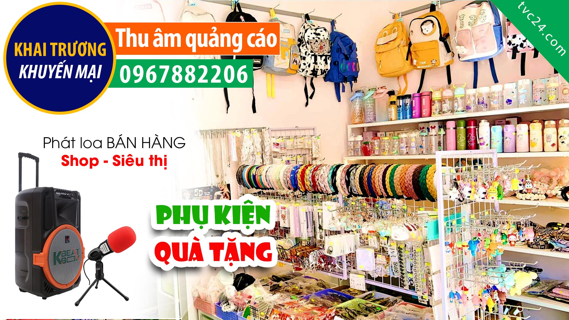  Thu âm Khai trương Shop quà tặng và Phụ kiện teen LeeCy TVC24 đọc Quảng cáo