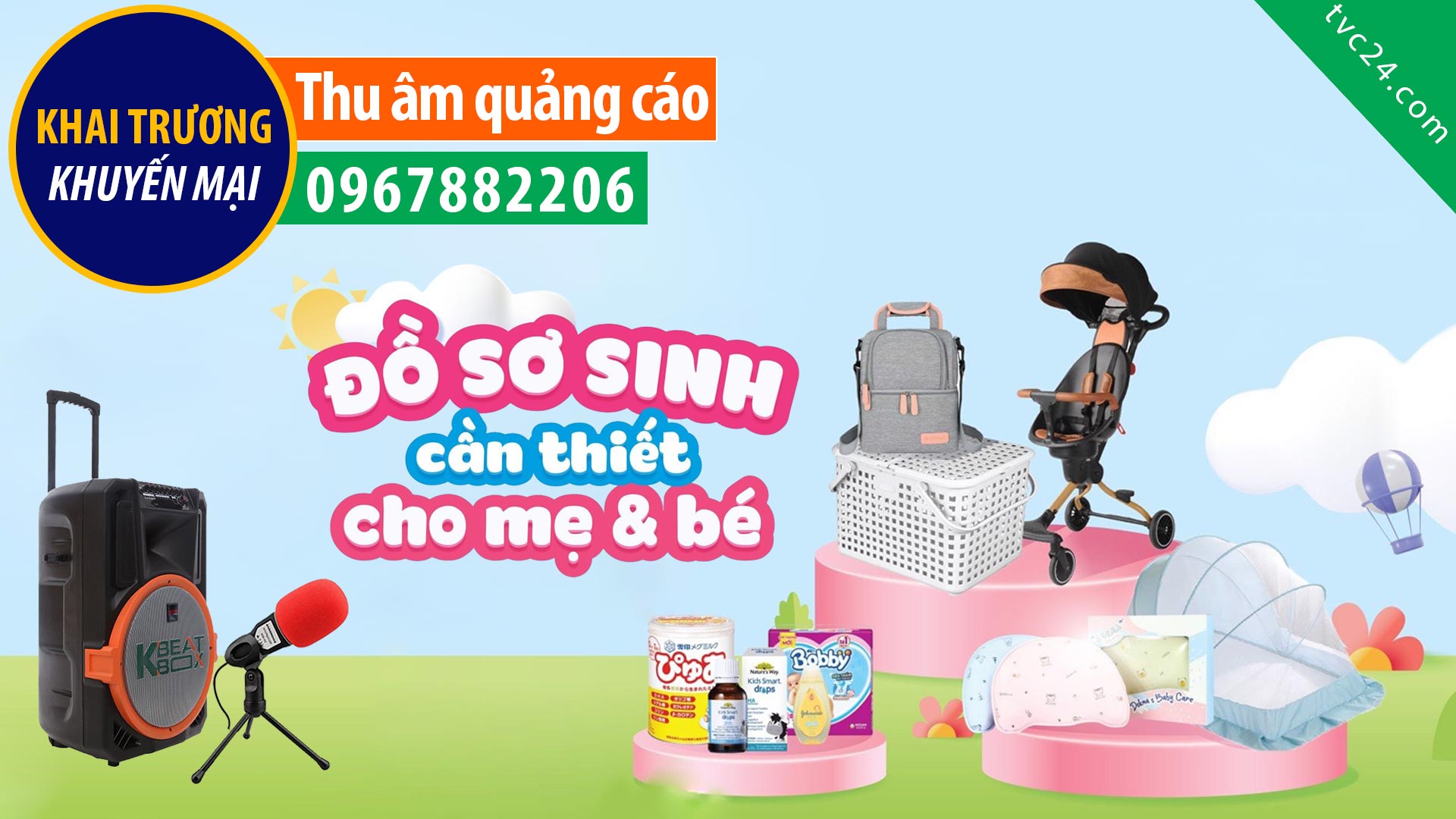 Thu âm Khai trương siêu thị Bỉm sữa đồ sơ sinh Bảo Linh Baby mart