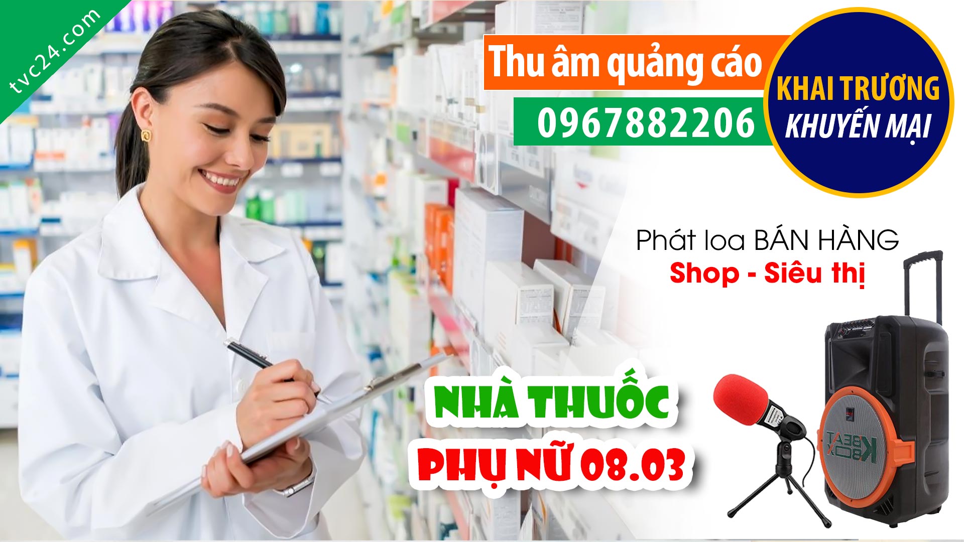 Thu âm Quảng cáo Nhà thuốc Minh Châu 18 Khuyến mại ngày Phụ nữ mùng 8.3