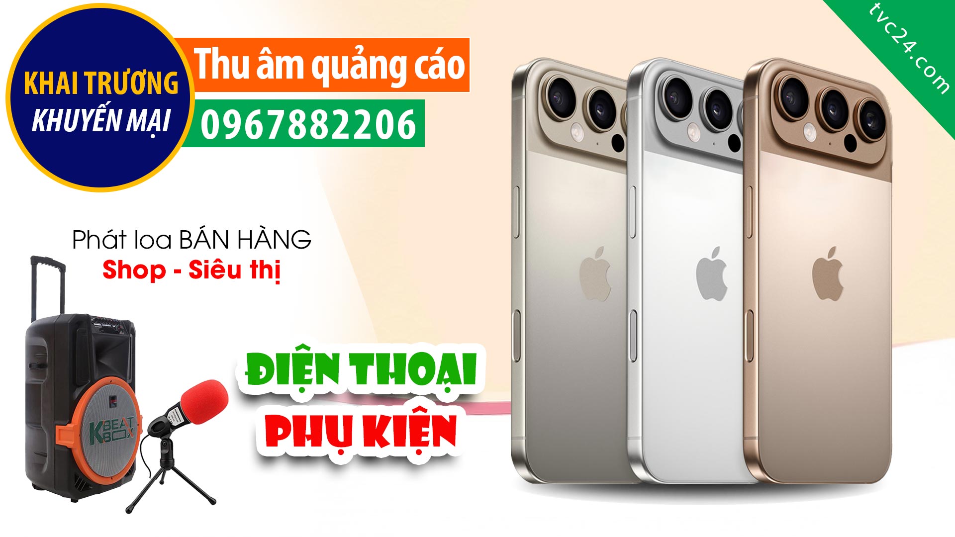 Thu âm Khai trương Shop điện thoại Phụ kiện Nhật Linh mobile TVC24 đọc Quảng cáo