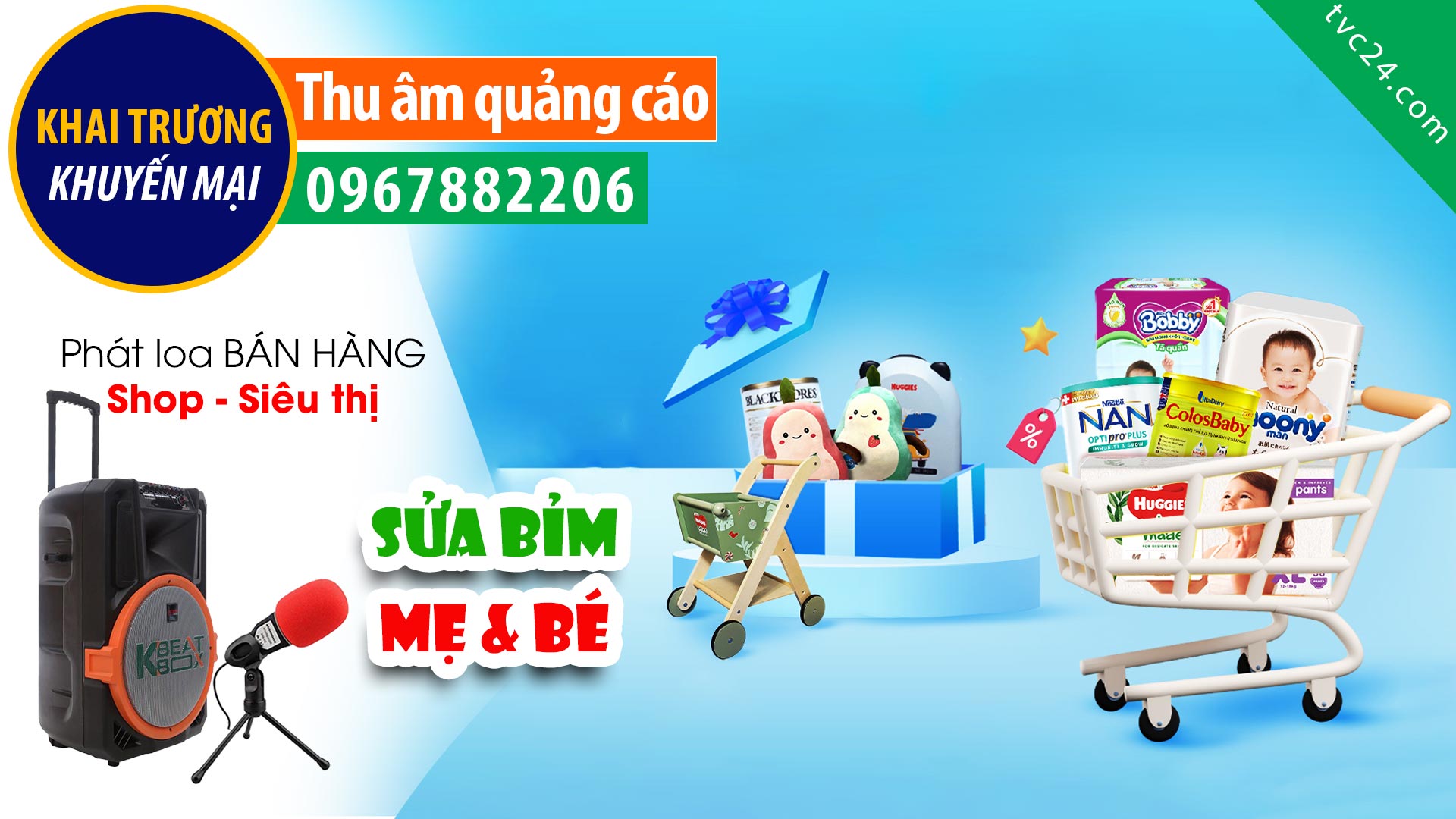Thu âm KHAI TRƯƠNG shop mẹ và bé Nhi Anh Kids