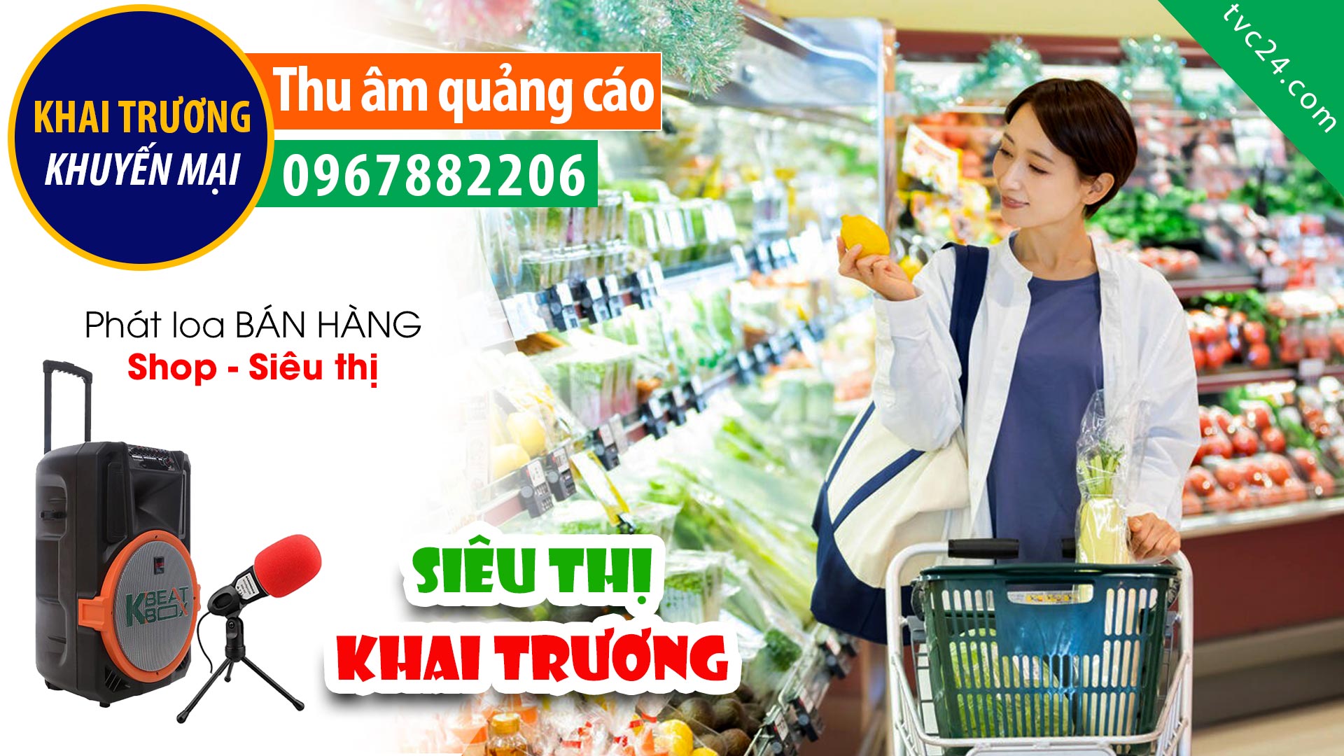  Thu âm Quảng cáo Khai trương Siêu thị Caty mart Ngọc Bích MC đọc bán hàng hấp dẫn