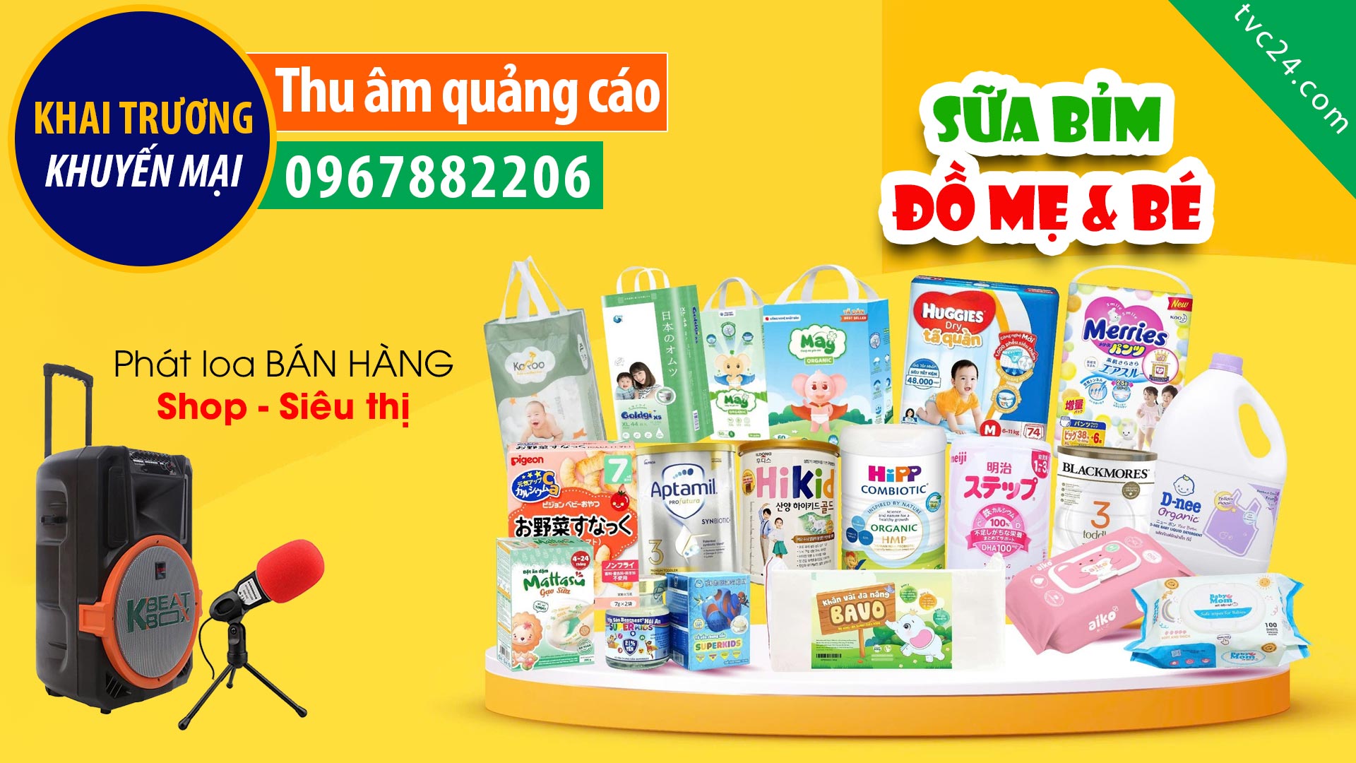 Thu âm Khai trương thế giới sữa bỉm Thuỷ Thuỷ TVC24 đọc Quảng cáo
