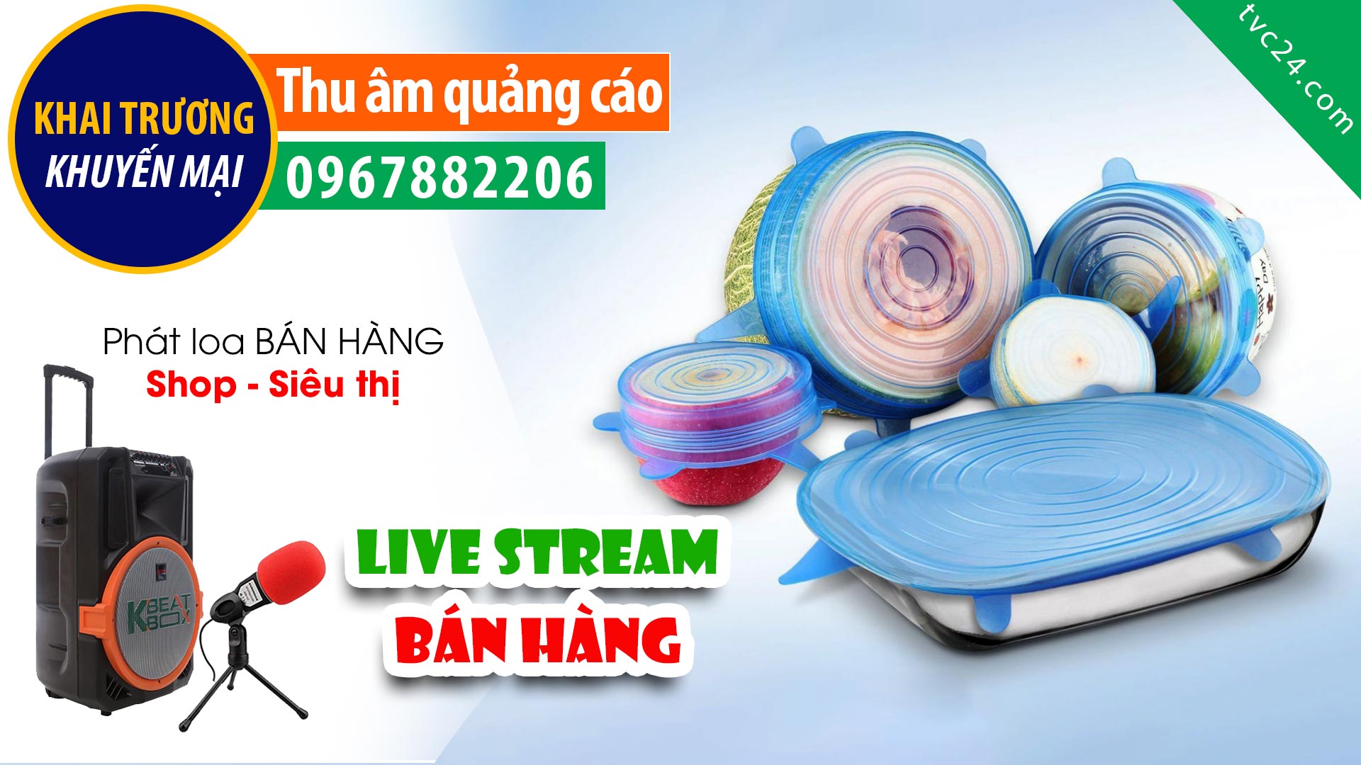 Thu âm Quảng cáo live stream Bán hàng | Bộ bọc thực phẩm silicon | MC Nữ đọc hấp dẫn