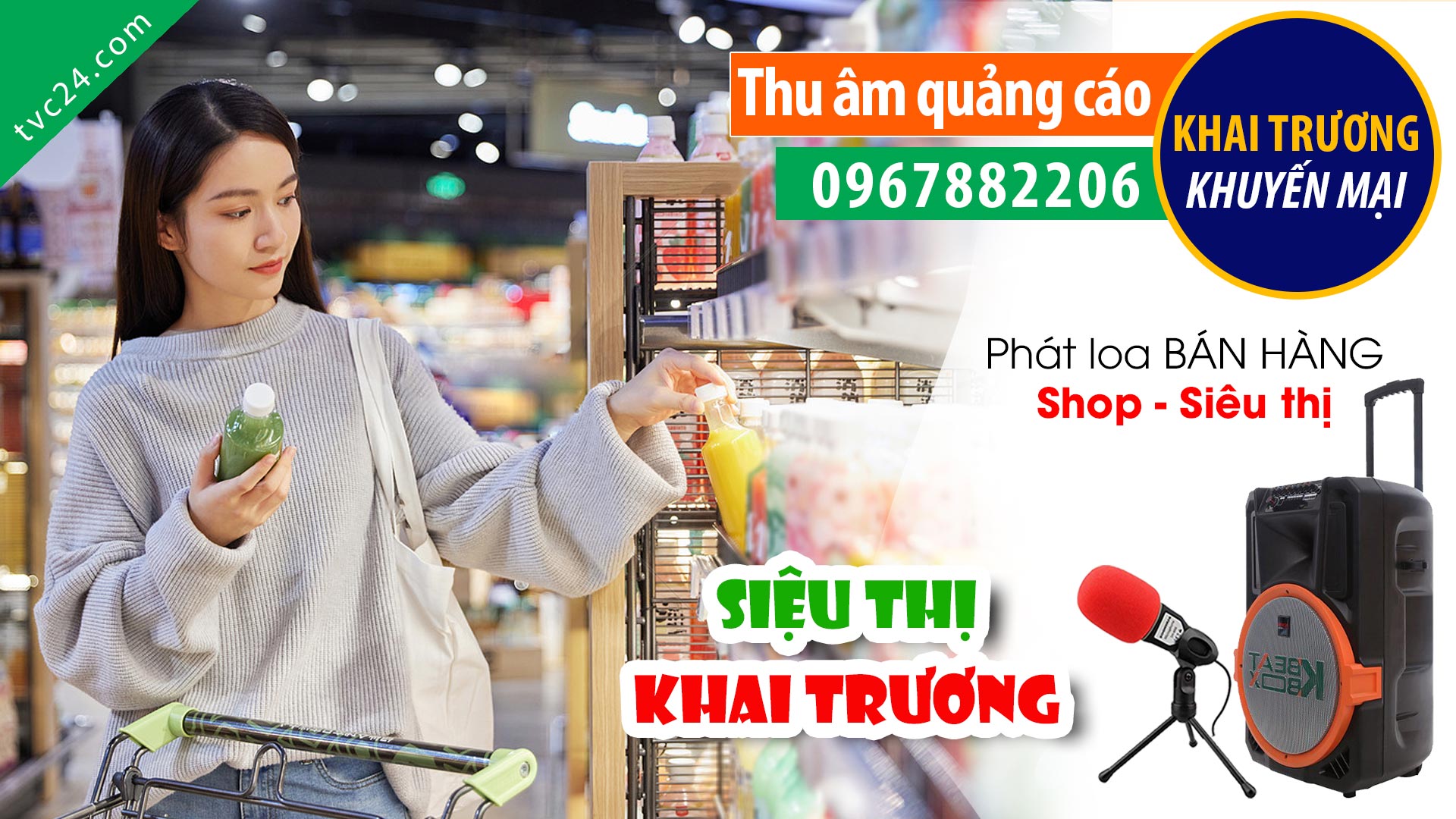 Thu âm KHAI TRƯƠNG siêu thị A E O Mart đọc Quảng cáo cực chất