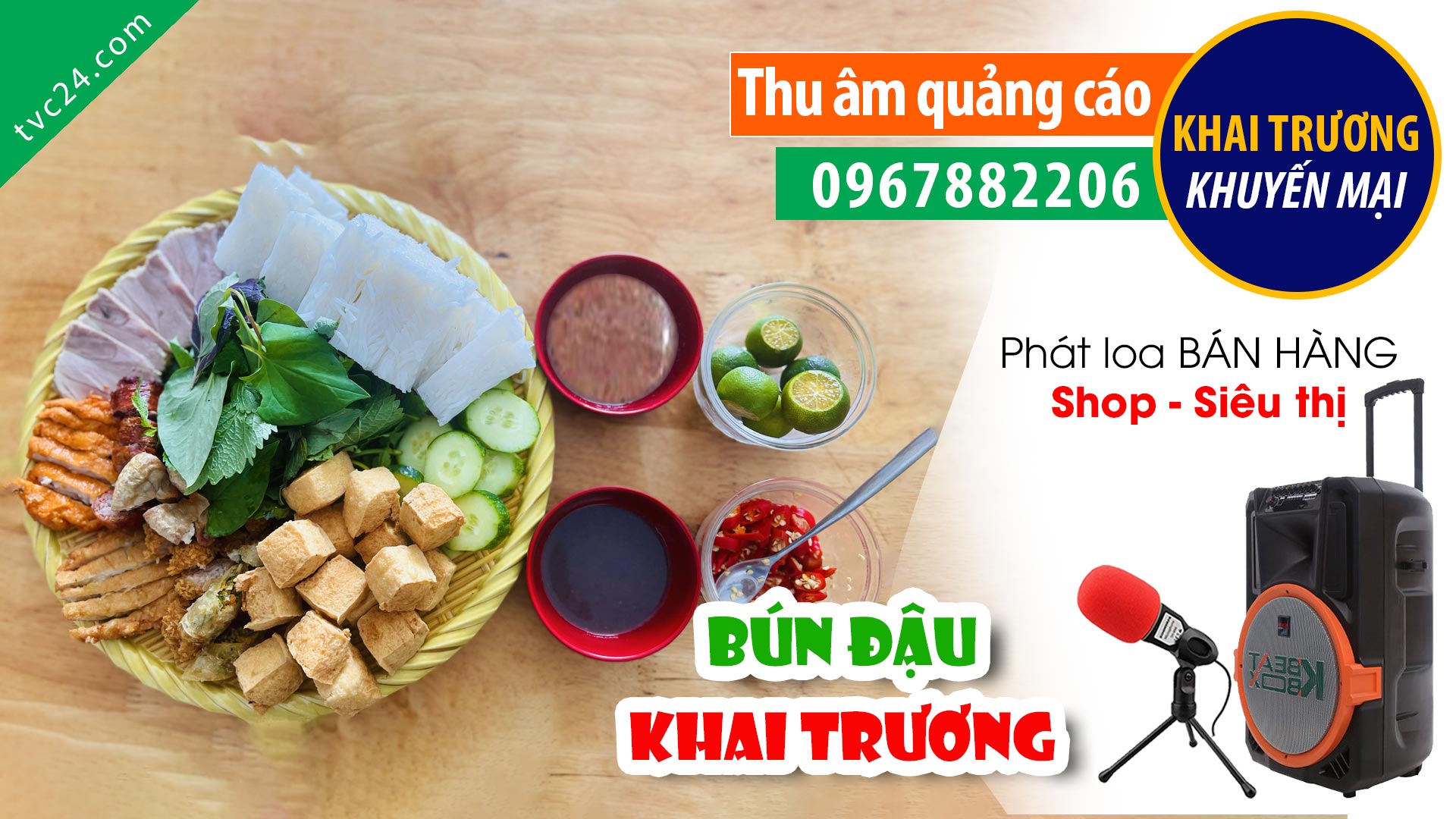 Thu âm Quảng cáo KHAI TRƯƠNG Bún Đậu Mắm Tôm Quán Phúc TVC24 đọc Khuyến mại
