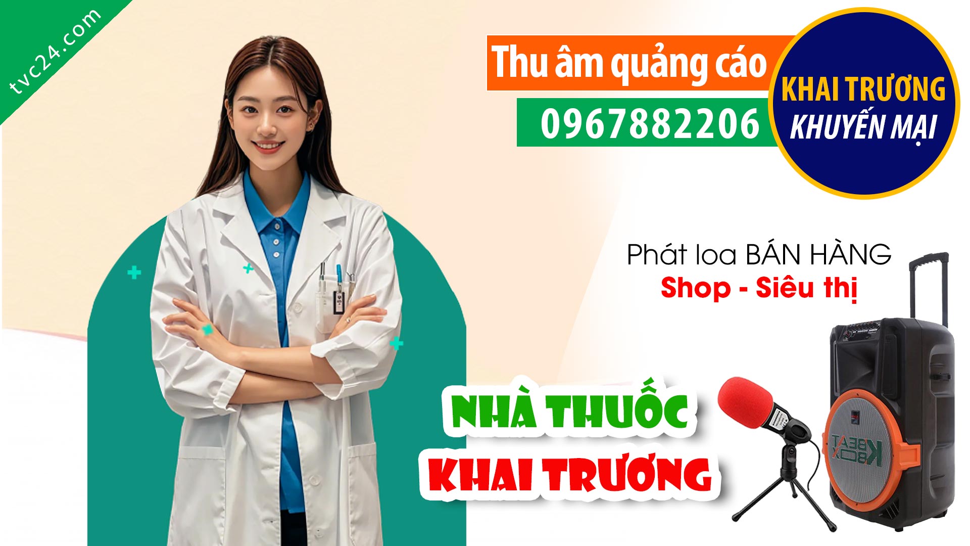 Thu âm KHAI TRƯƠNG Nhà thuốc Minh Châu 68 MC đọc khuyến mại