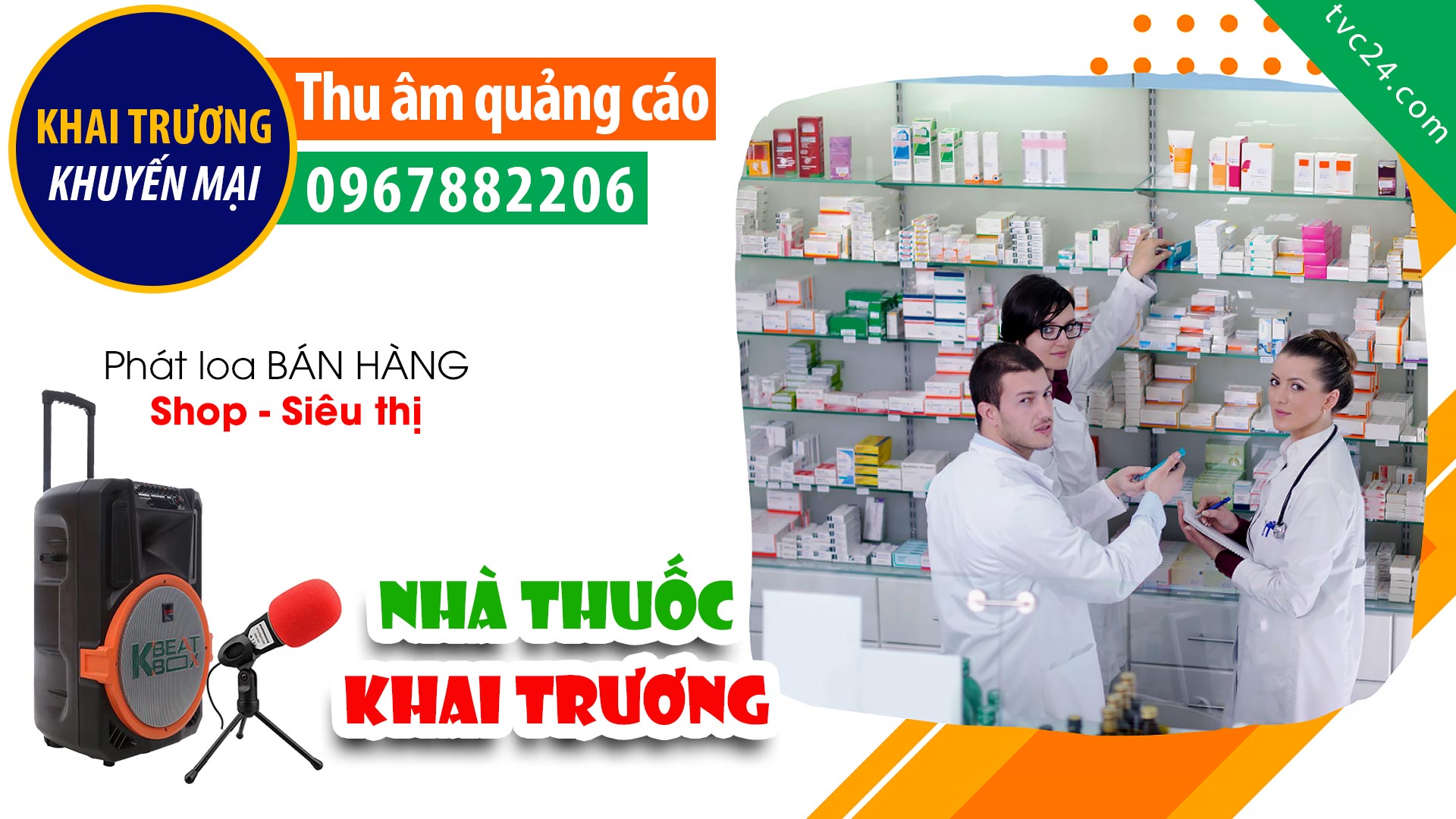 Thu âm Quảng cáo Khai trương Nhà thuốc Nhật Anh 6 TVC24 đọc Khuyến mại hấp dẫn