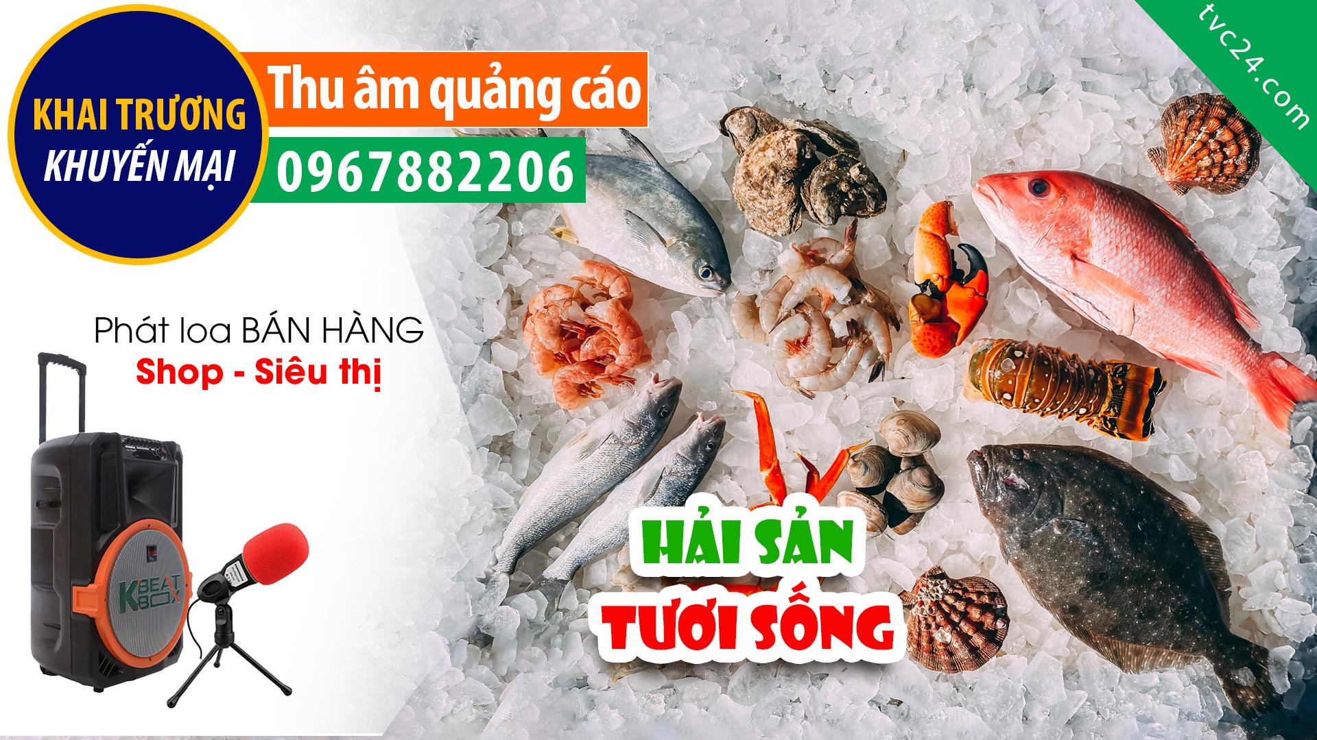 Thu âm Quảng cáo KHAI TRƯƠNG Hải sản tươi sống Lưu Dũng MC đọc bán hàng hấp dẫn