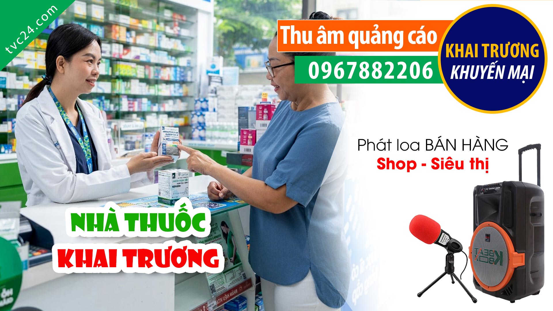 Thu âm quảng cáo KHAI TRƯƠNG nhà thuốc Hapifa TVC24 đọc hấp dẫn