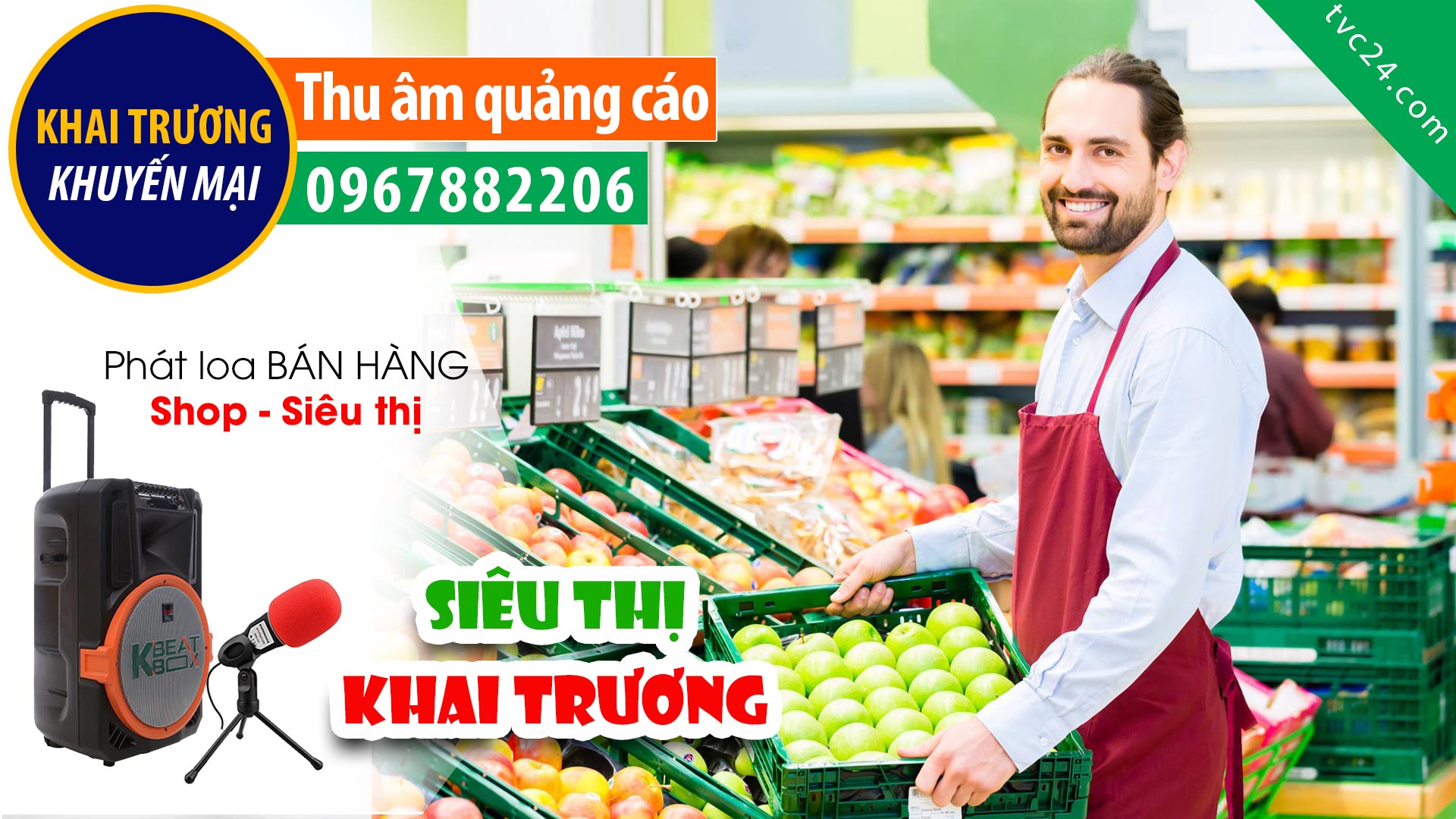 Thu âm Quảng cáo KHAI TRƯƠNG siêu thị Baby Mart TVC24 đọc khuyến mại giảm giá