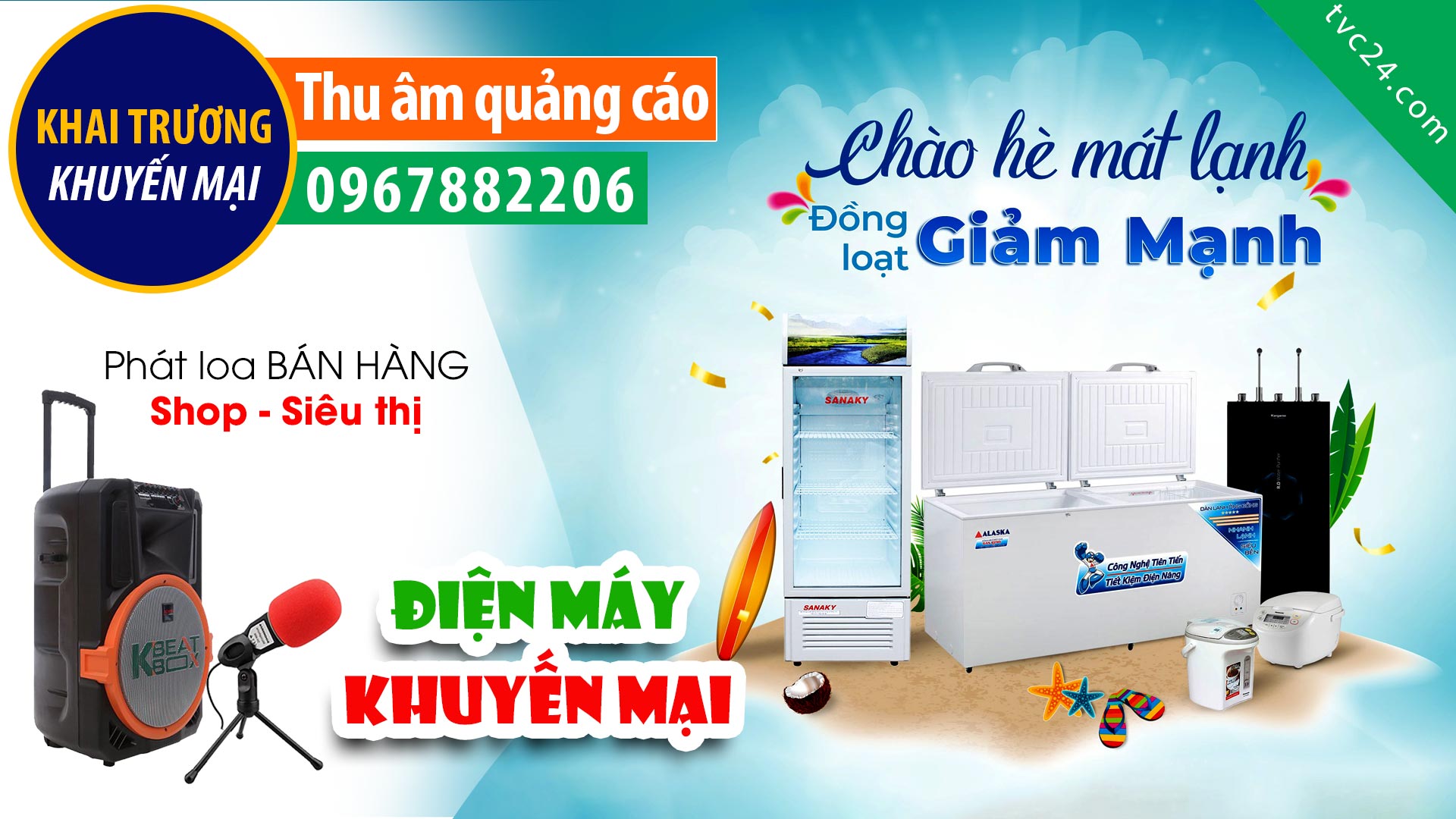 Thu âm Quảng cáo khuyến mại Điện máy Xuân Trịnh bán hàng lưu động MC đọc cực hay
