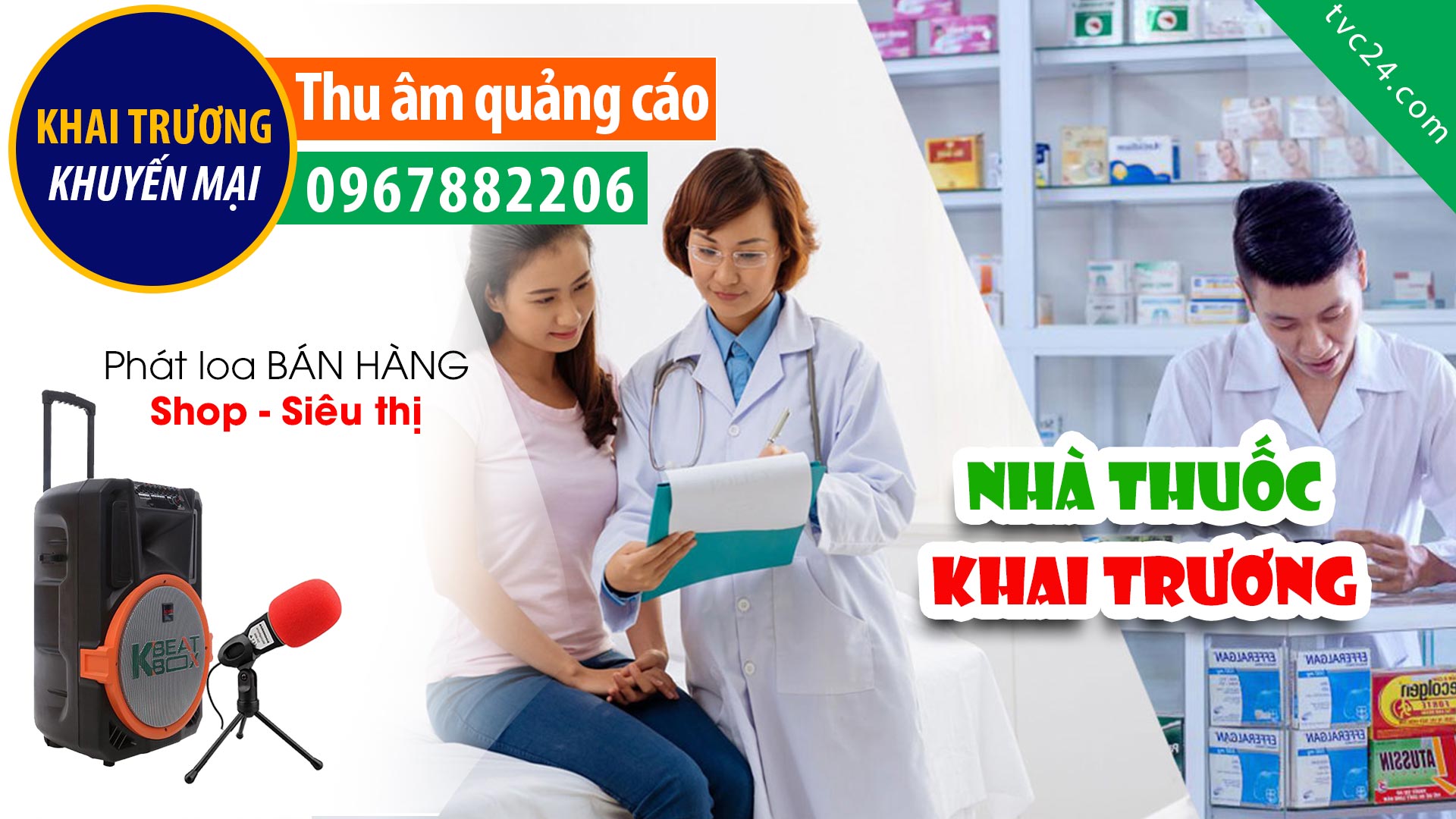 Thu âm Quảng cáo KHAI TRƯƠNG nhà thuốc Tây Nam MC đọc Khuyến mại