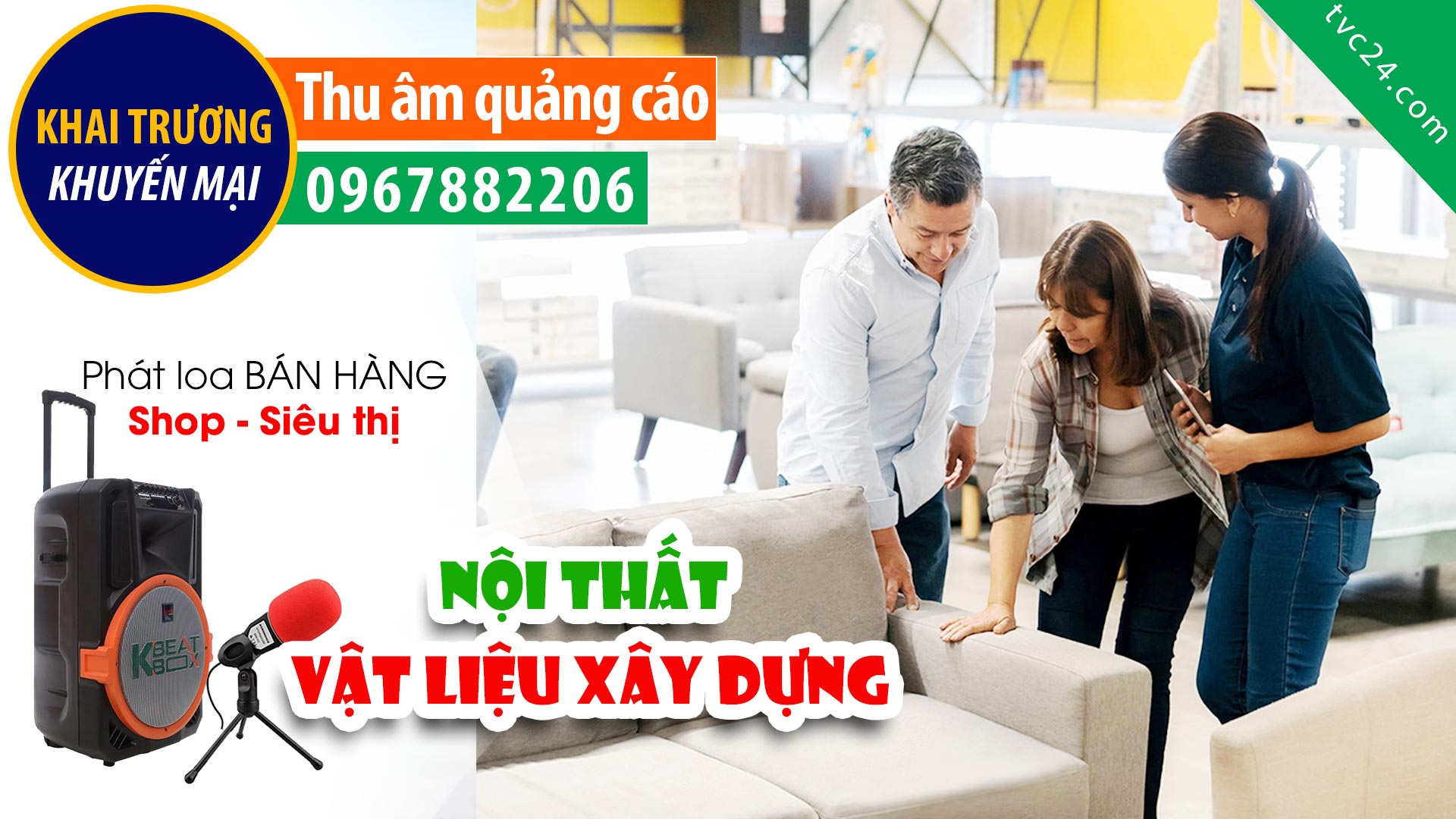 Thu âm quảng cáo Khai trương showroom Nội thất vật liệu xây dựng AT Home