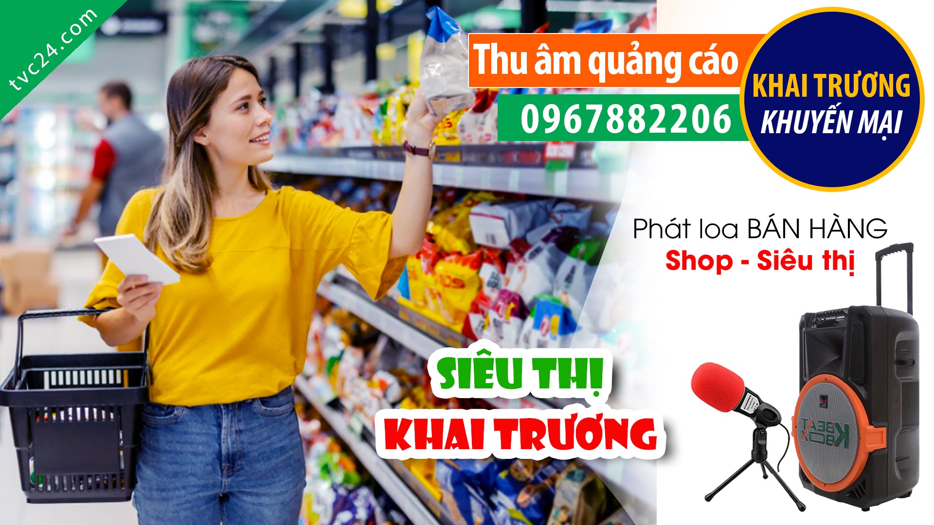 Thu âm Quảng cáo khai trương siêu thị My mart MC đọc khuyến mại