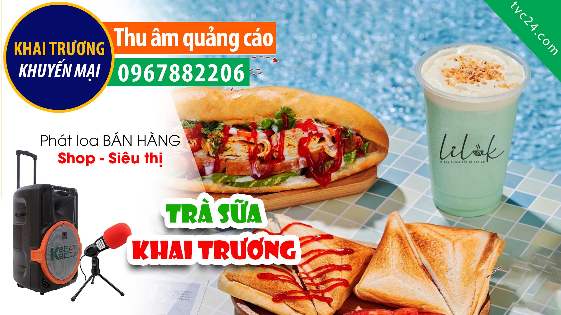 Thu âm Quảng cáo KHAI TRƯƠNG quán trà sữa đồ ăn vặt Lilak milk tea TCV24 đọc hấp dẫn
