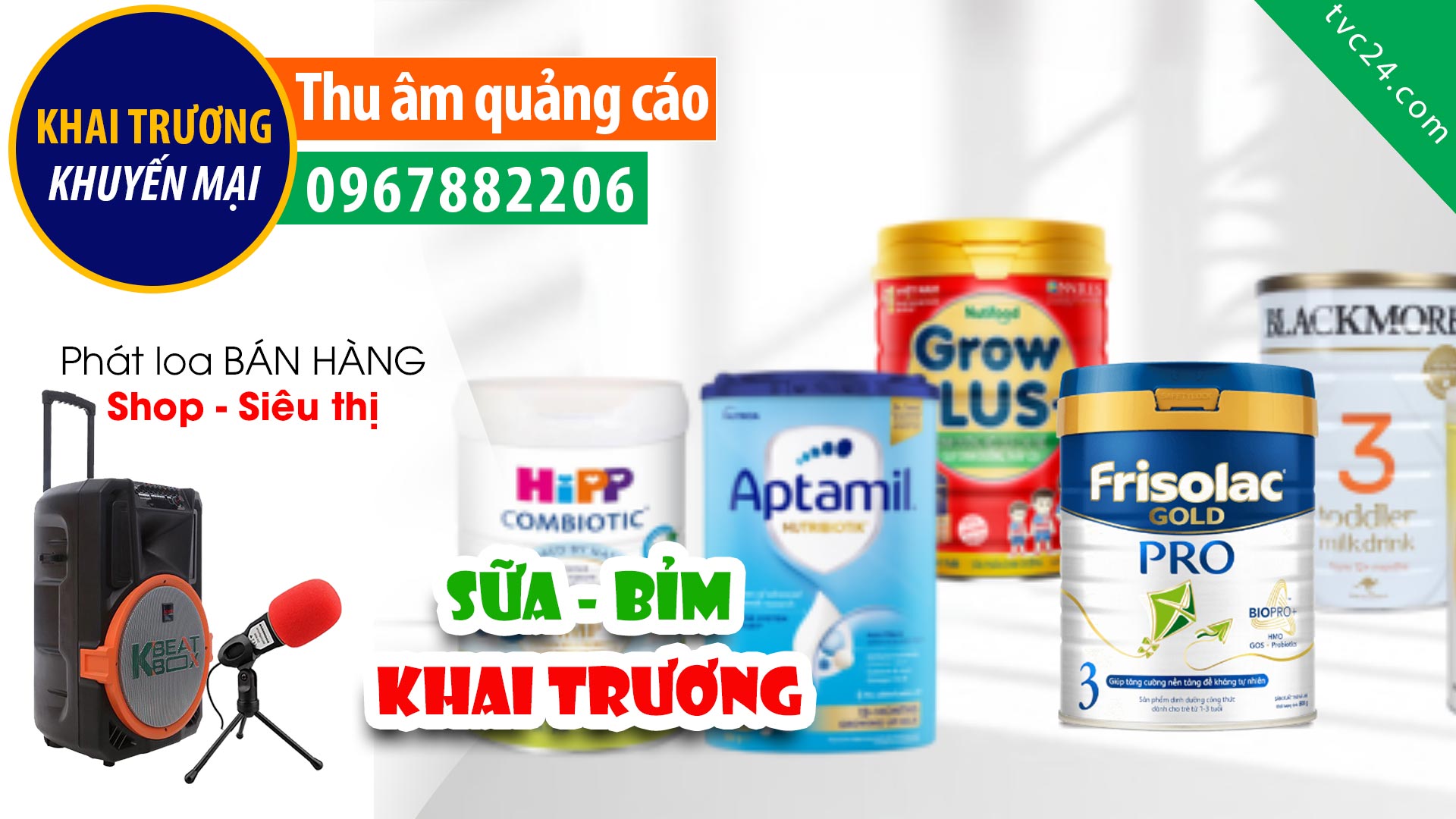 Thu âm Khai trương siêu thị sữa Đông Dương MC đọc quảng cáo bán hàng