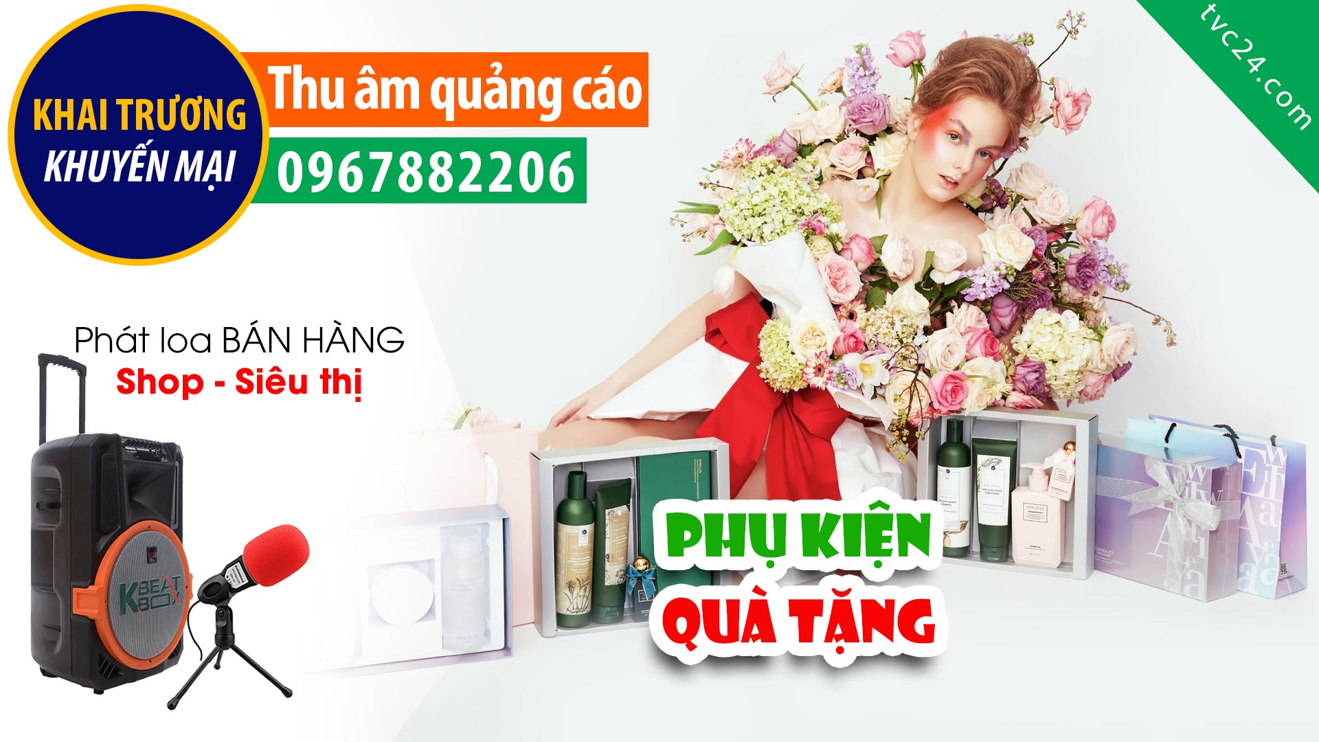 Thu âm KHAI TRƯƠNG shop Mỹ phẩm quà tặng Tường Vy store MC đọc quảng cáo