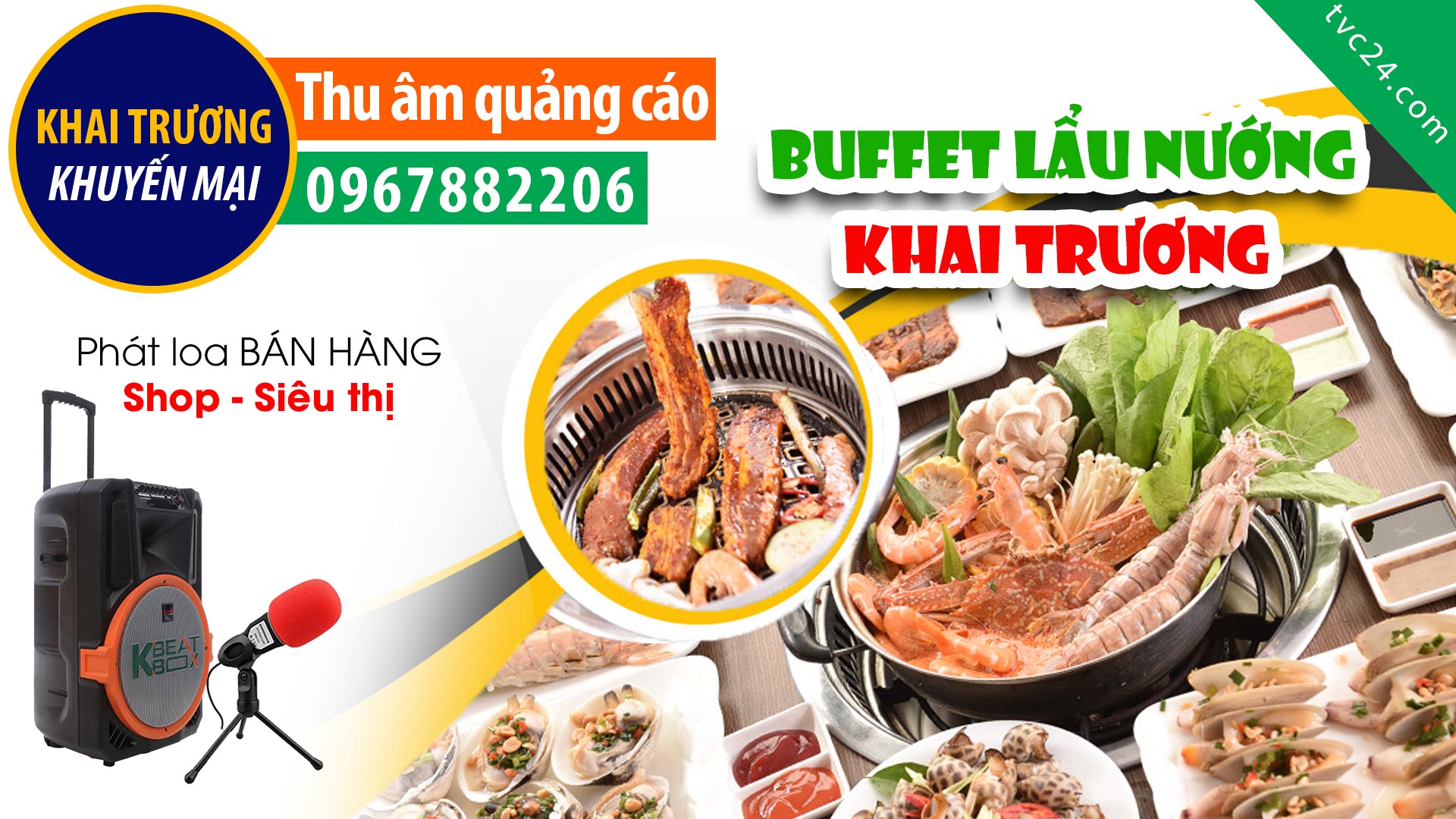 Ghi âm khai trương Buffet lẩu nướng SAFODI MC đọc Quảng cáo khuyến mại