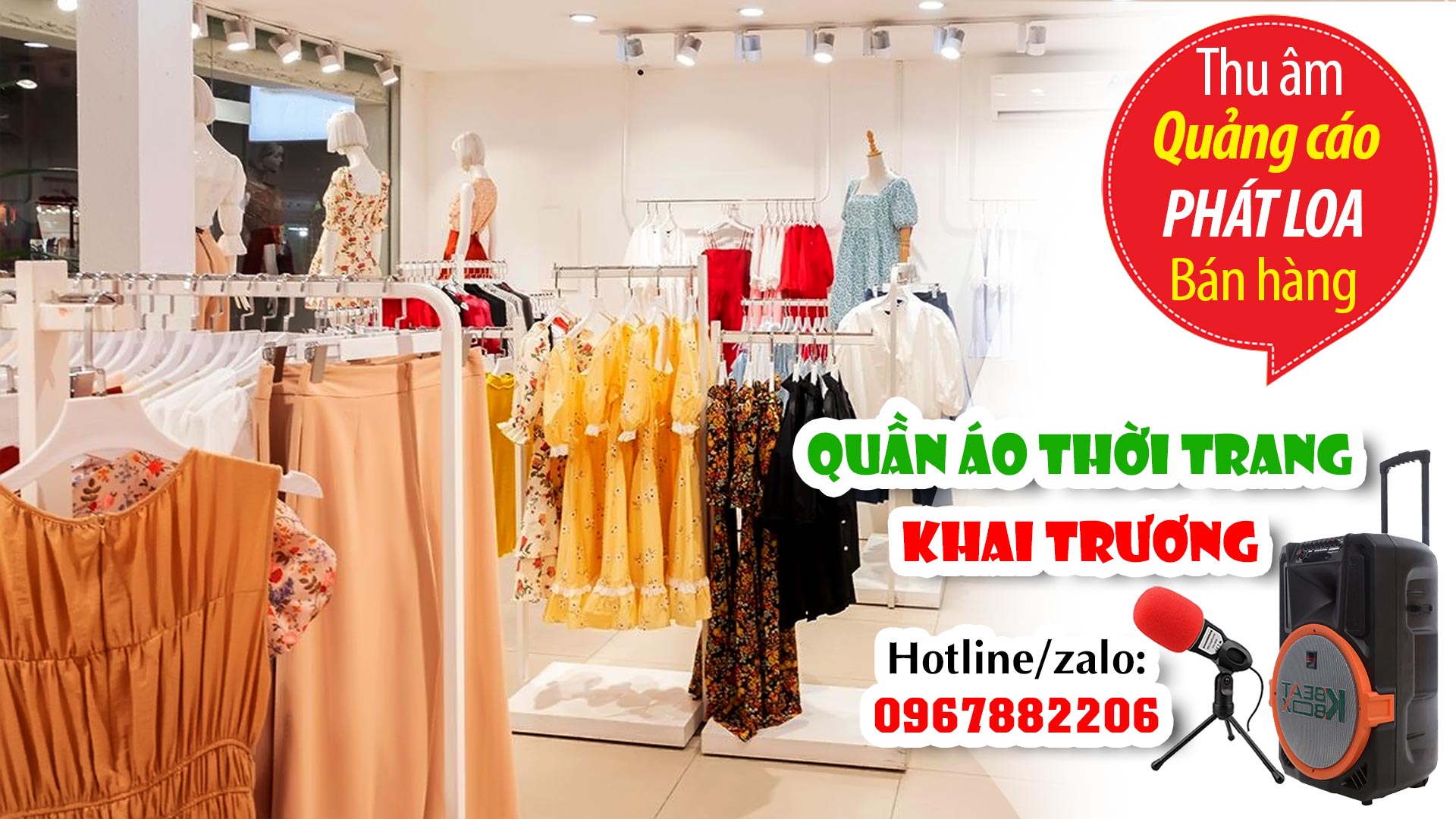 Thu âm Quảng cáo khai trương khuyến mại Shop quần áo Trường Trang