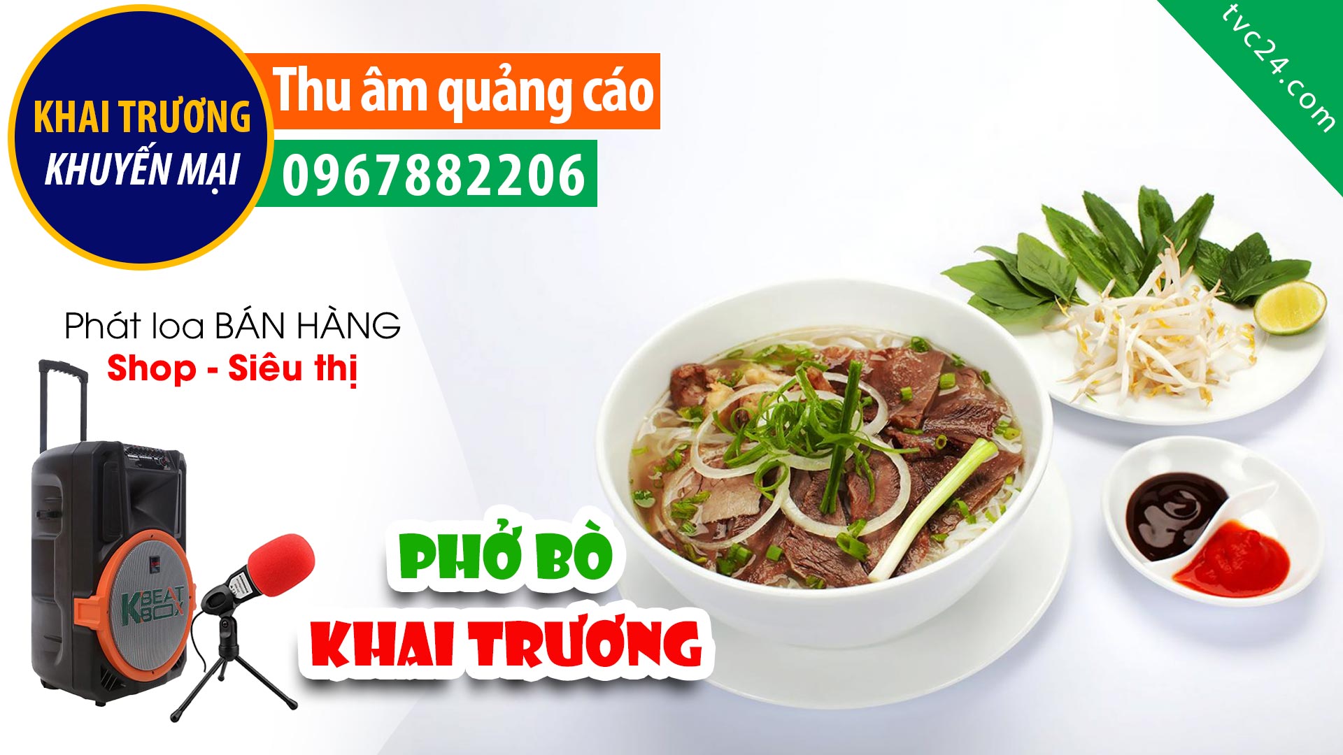  Thu âm Khai trương quảng cáo khuyến mại Phở bò Trang MC Nữ