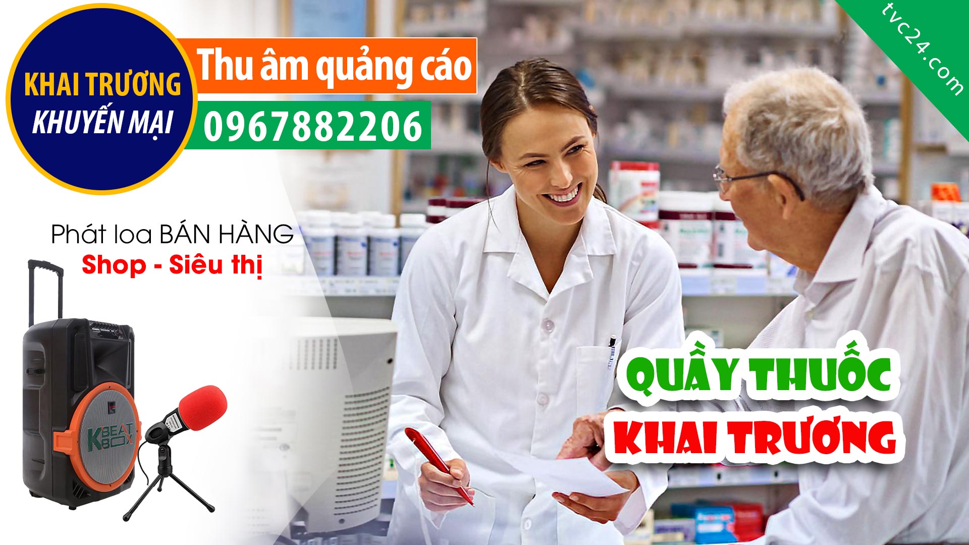 Thu âm Khai trương Quầy thuốc mẹ và bé Minh Châu MC nữ đọc Quảng cáo