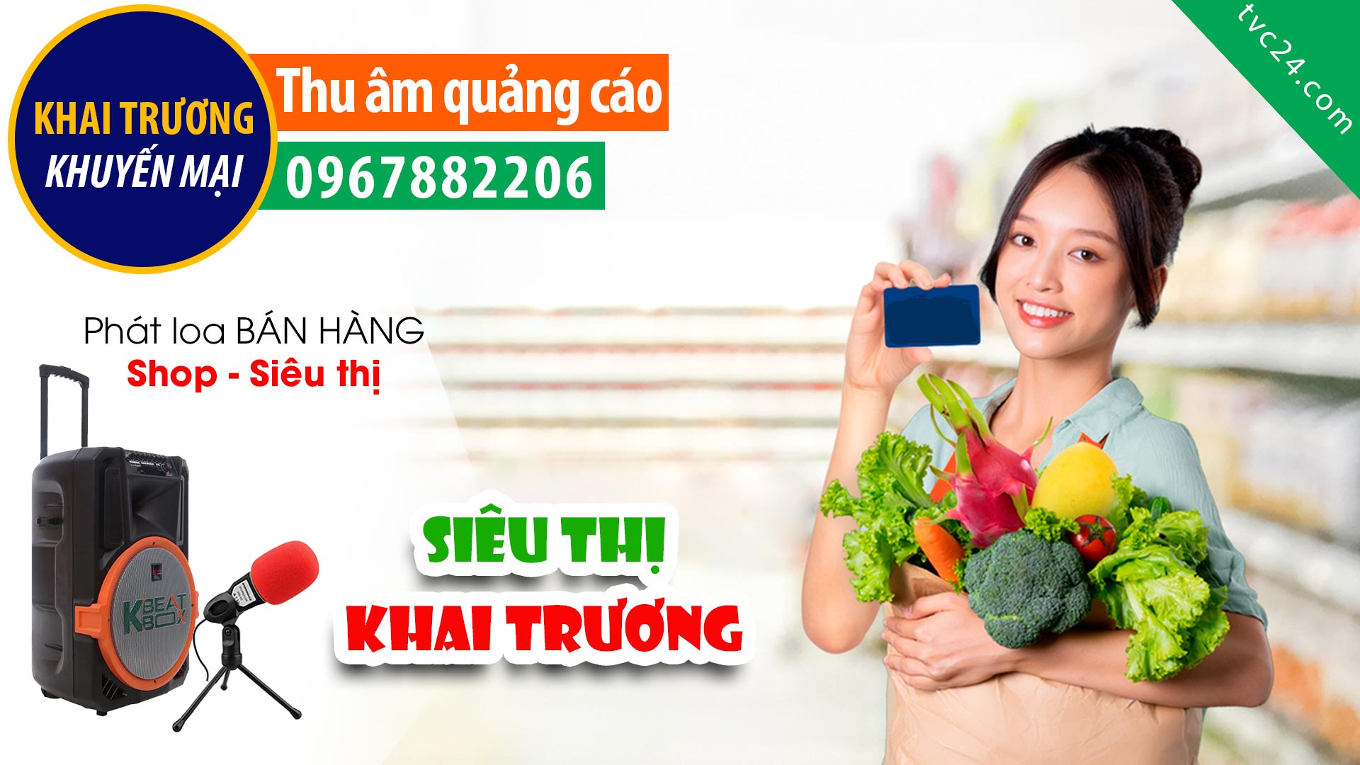 Thu âm Quảng cáo Khai trương Siêu thị Sơn Vy Center MC đọc khuyến mại