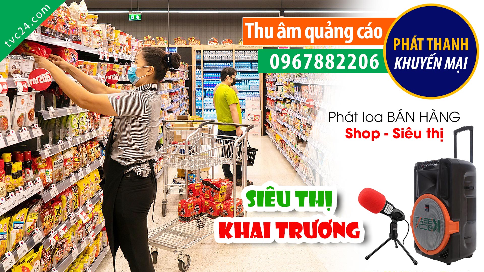 Thu âm Quảng cáo khai trương siêu thị Việt mart Hồng Phương MC đọc khuyến mại