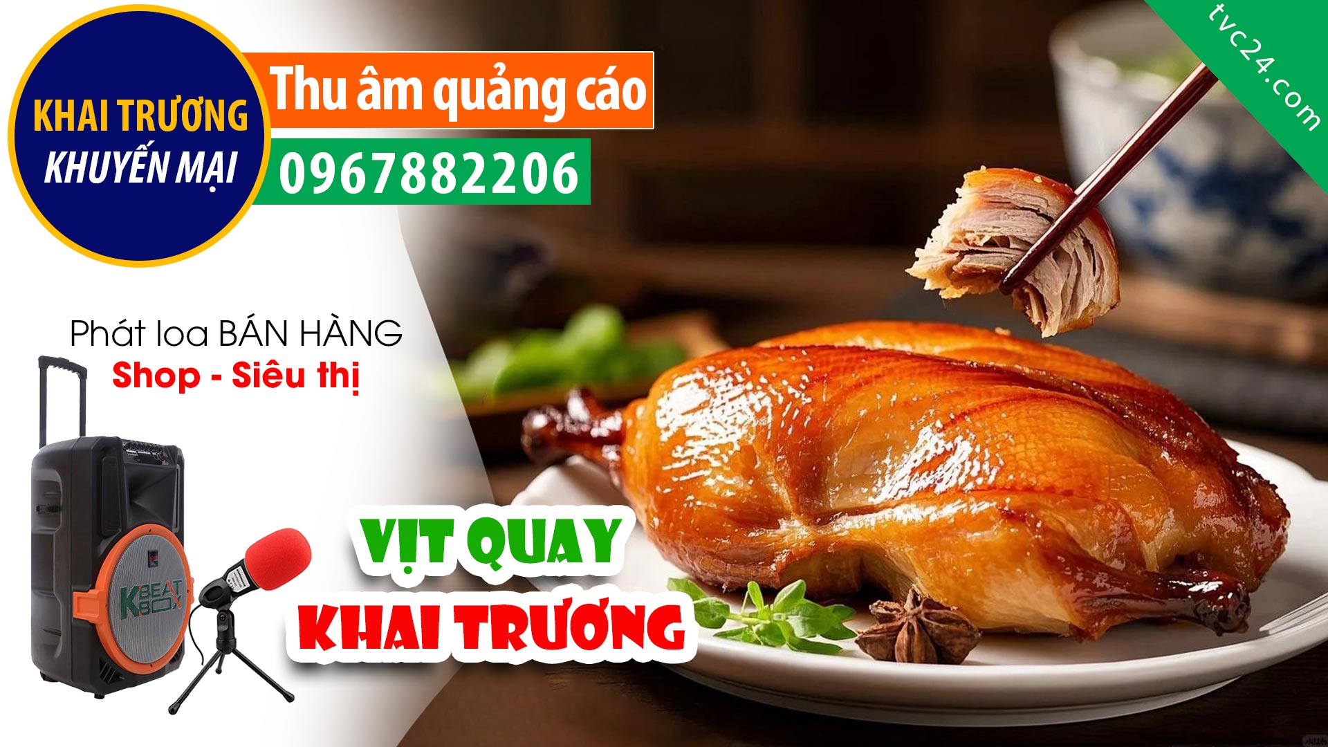 Thu âm Quảng cáo khai trương Vịt Quay 98 Việt Trì thơm ngon, béo ngậy, giòn tan