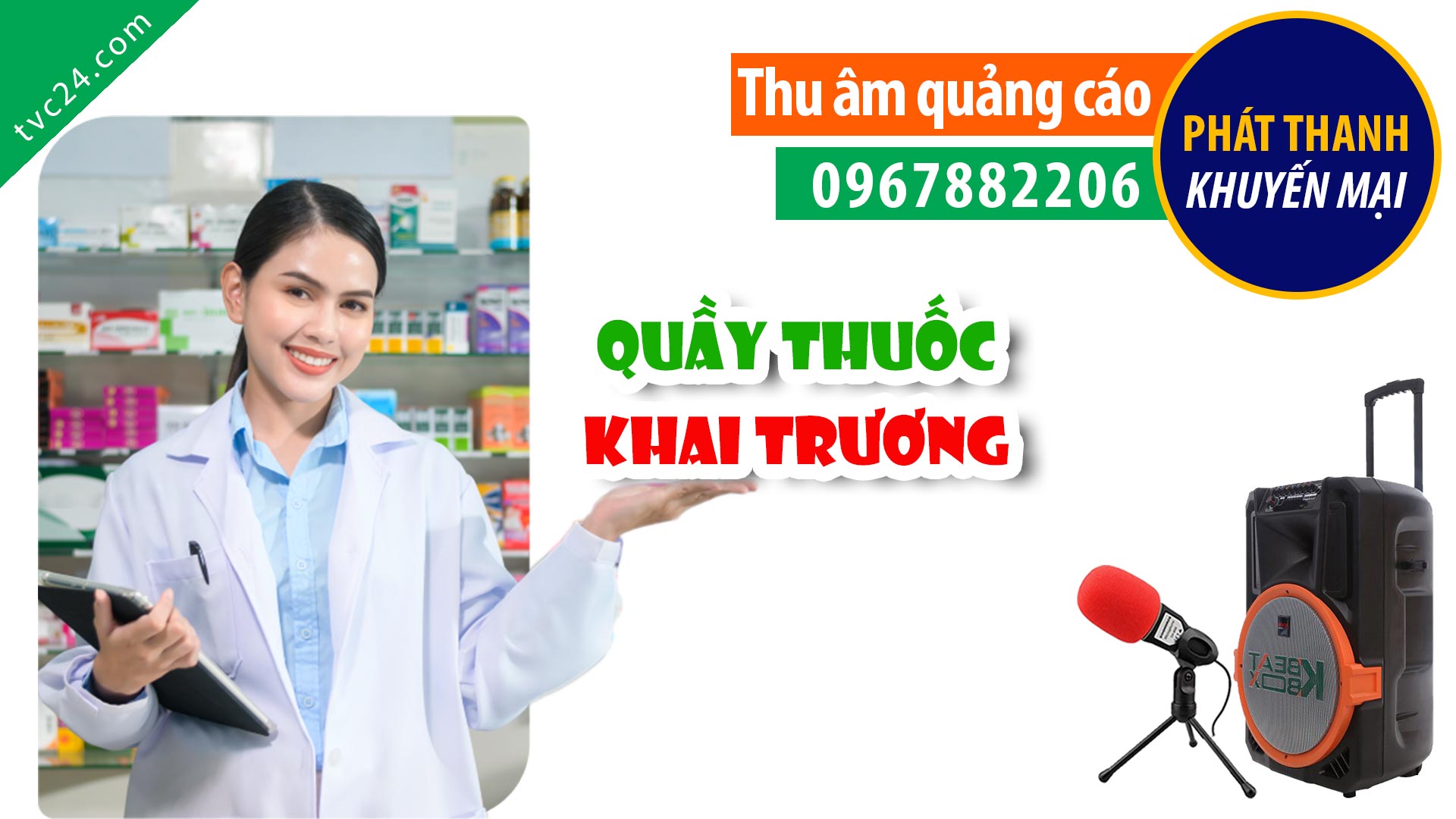 Thu âm Quảng cáo khai trương quầy thuốc Thành Sang TVC24 đọc Khuyến mại HAY