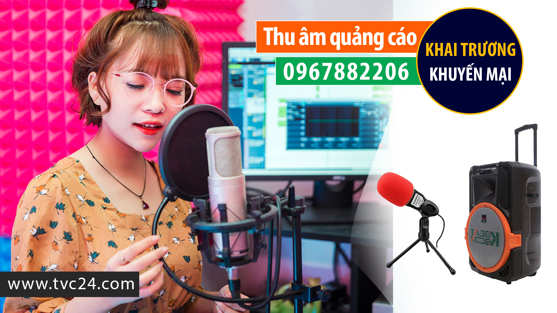 THU ÂM QUẢNG CÁO KHAI TRƯƠNG – KHUYẾN MẠI CHUYÊN NGHIỆP | TVC24