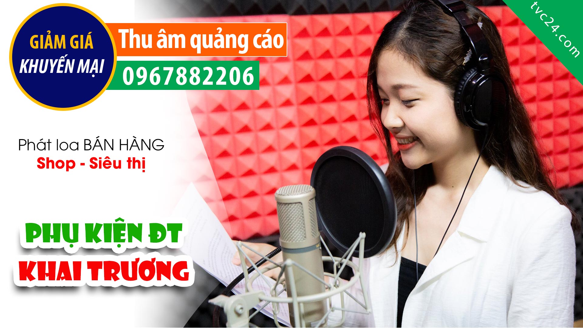 Thu âm Quảng cáo cửa hàng phụ kiện điện thoại đồ gia dụng giá tốt Trần Vang TVC24
