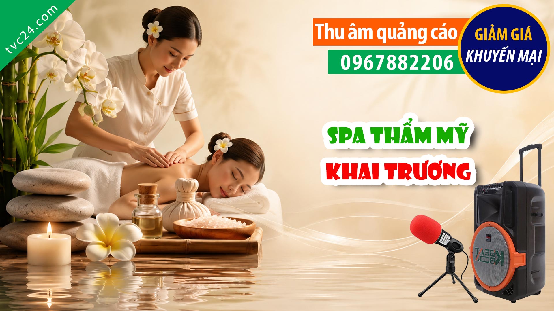 Thu âm Quảng cáo dịch vụ thẩm mỹ Hảo My spa TVC24 đọc khai trương khuyến mại