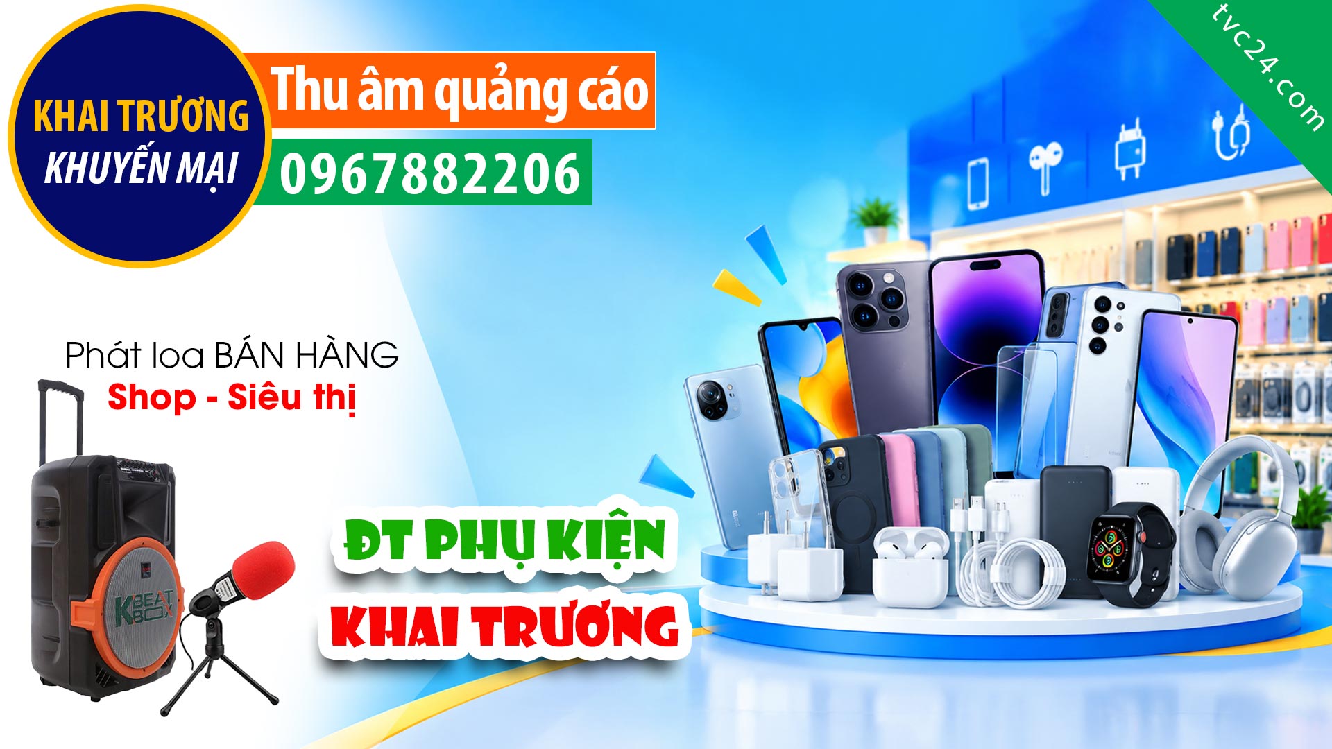 Thu âm Quảng cáo KHAI TRƯƠNG điện thoại MQ mobile MC đọc khuyến mại giảm giá