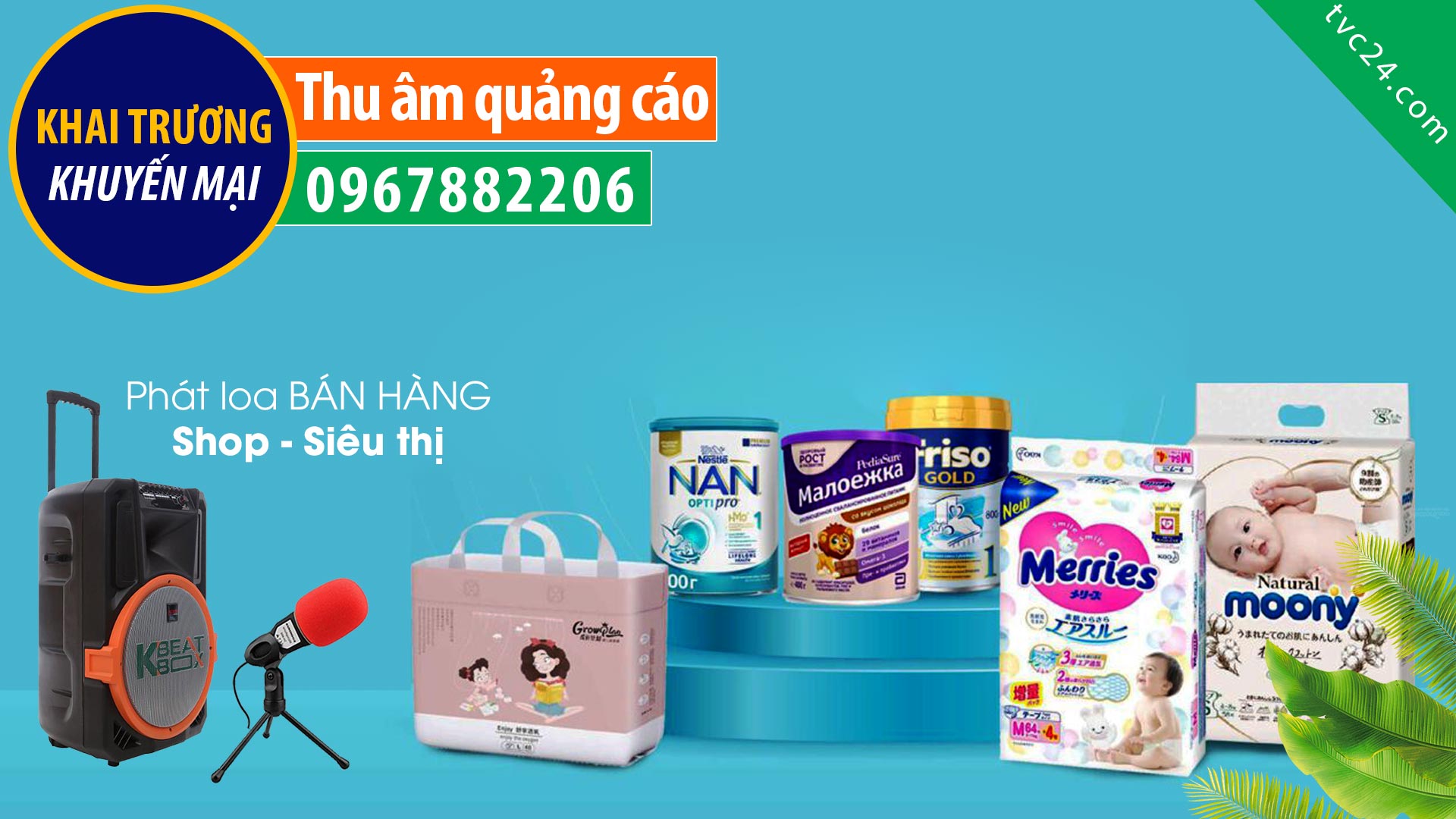 Thu âm khai trương cửa hàng bỉm sữa Mẹ và Bé